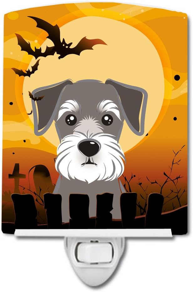 Caroline's Treasures BB1764CNL Halloween Schnauzer Ceramic Night Light Compact, UL-Certified, Ideal for Bedroom, Bathroom, Nursery, Hallway, Kitchen, 6x4x3, Multicolor