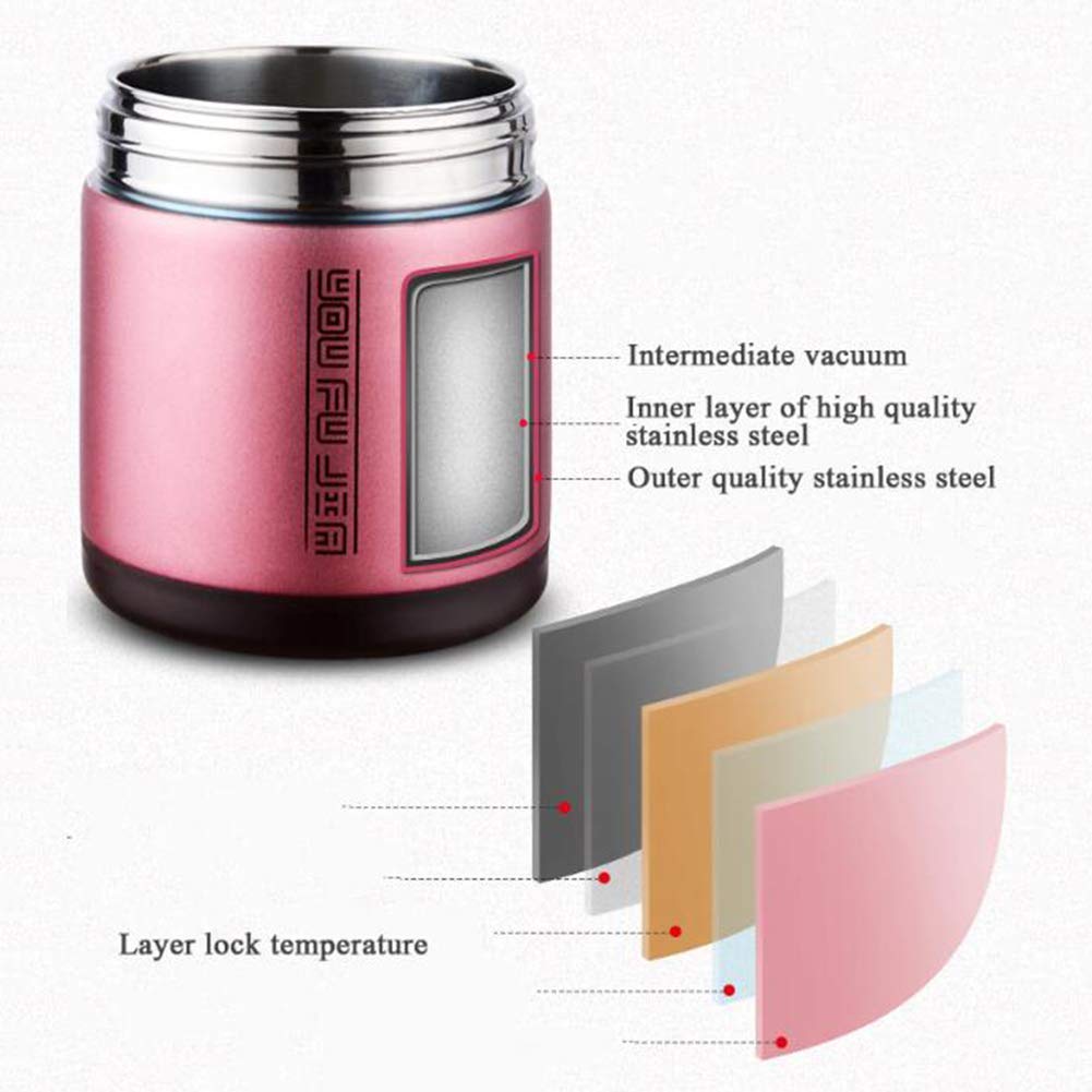 ROFRA Thermobehälter für Essen 2L, Thermo Speisebehälter, mit Geschirr, Aufbewahrungstasche und Schwammbürste, Vakuum Thermobehälter aus Edelstahl, für Müsli, Joghurt, Porridge (Pink)