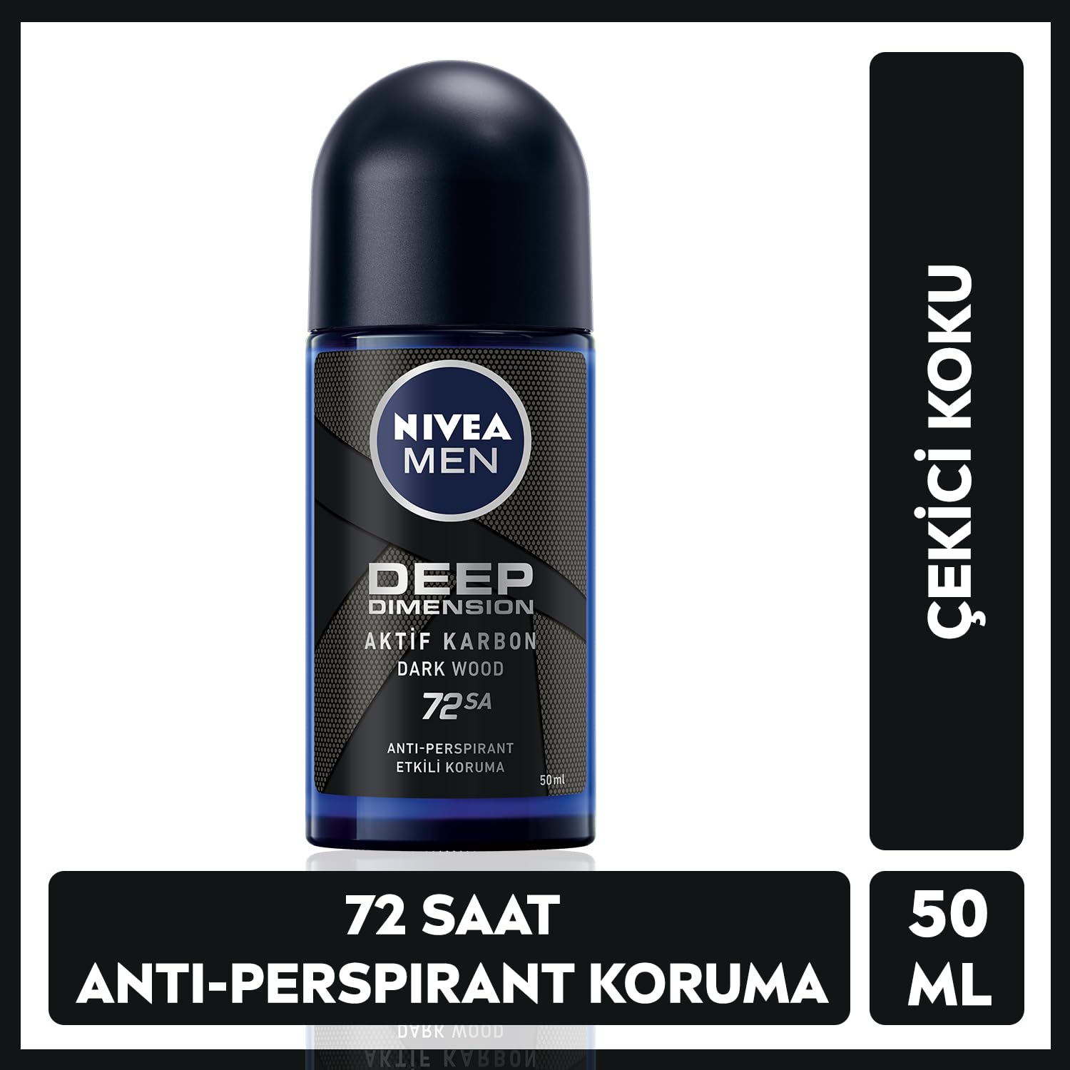 NIVEA Men Erkek Roll On Deodorant Deep Dimension 72 Saat Anti-Perspirant Koruma (50 ml) X2 + NIVEA Kadın Roll On Deodorant Black & White Invisible Pure 48 Saat Anti-perspirant Koruma (50 ml)