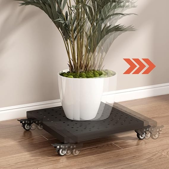 Bu Tekerlekli Metal Bitki Standı - 45 cm Beyaz İç ve Dış Mekan Saksı Sepeti, Ev Bahçe Dekoru ve Bitki Teşhiri için İdealdir. (Altın 45 cm