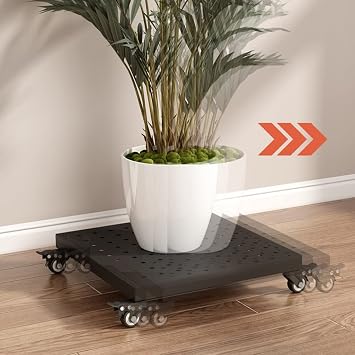 Bu Tekerlekli Metal Bitki Standı - 45 cm Beyaz İç ve Dış Mekan Saksı Sepeti, Ev Bahçe Dekoru ve Bitki Teşhiri için İdealdir. (Altın 45 cm