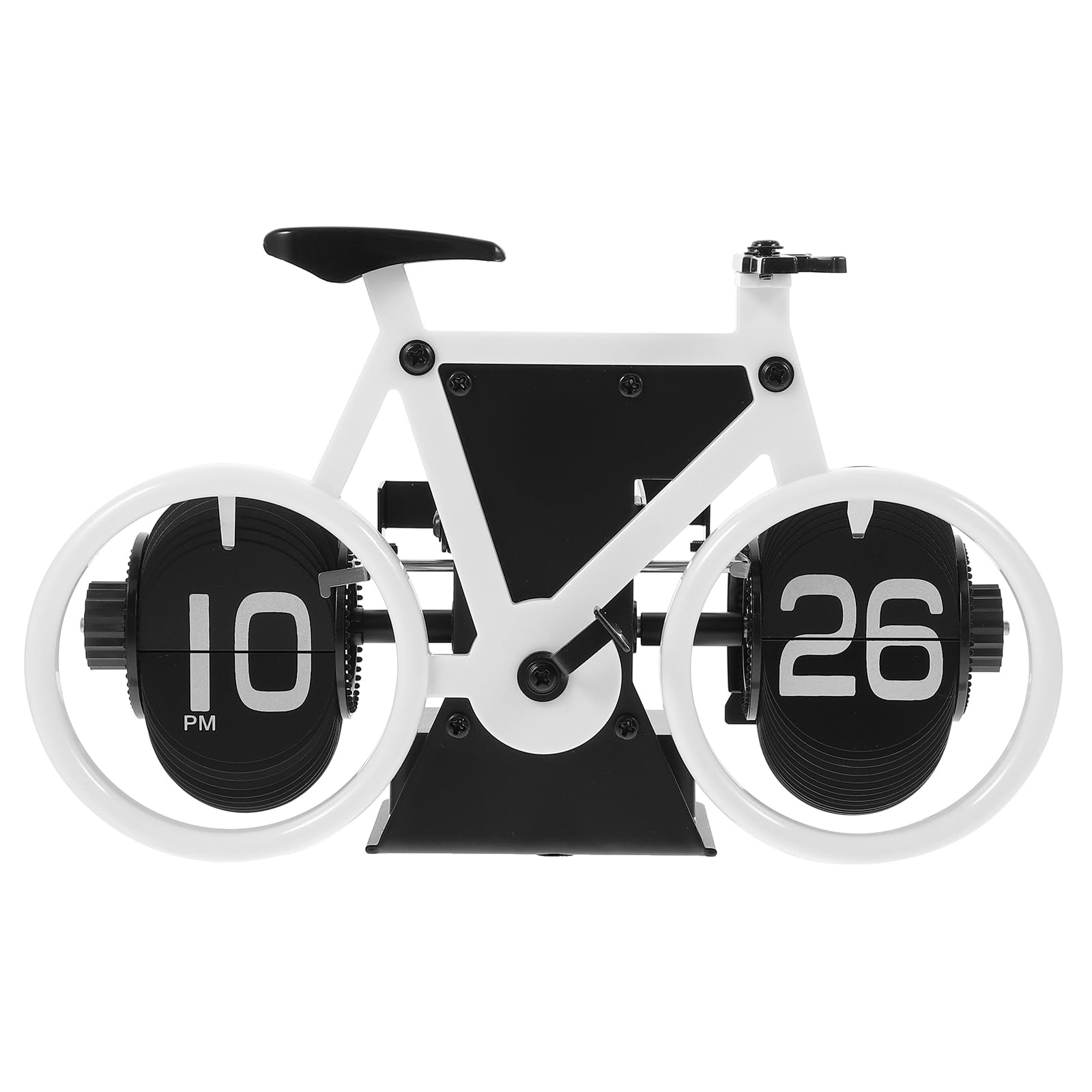 IMIKEYA Retro Klappuhr, Fahrrad-Modell Flip Down Uhr Digital Tischuhr Dekorative Klapp Schreibtischuhr Auto Flip Clock für Zuhause Wohnzimmer, Weiß