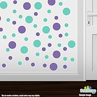 Vista 2 de Juego de 30 calcomanías de vinilo para pared, diseño de círculos verde lavanda/menta