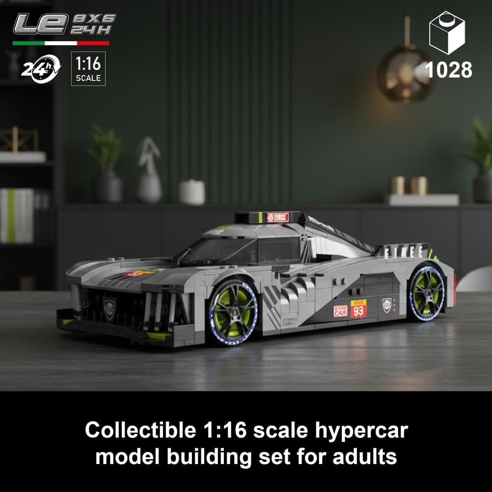 Le 8X6 Hybrid Hypercar Building Set for Adults, Collectible 1:16 Scale Race Car Model, Racing DIY Craft for Display and Play, Ideal Gift for Birthdays and Fans, (1,028 PCS, A-Y26004)