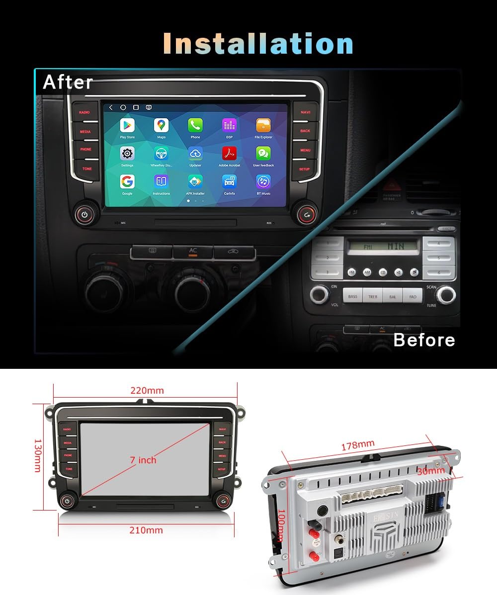 8GB 128GB Android 16 Autoradio per VW Polo 6R Golf 5/6 Touran Tiguan Škoda | 7" Qualcomm CarPlay Android Auto GPS NavigatoreWifi Bluetooth 5.1 DSP Canbus SWC Schermo Tattile