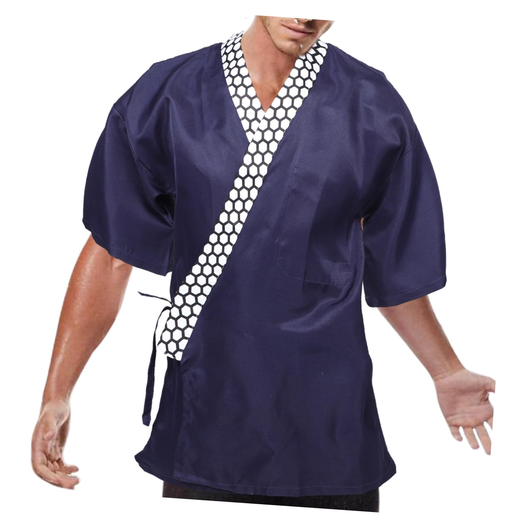 Didiseaon Ropa de Trabajo de Chef japonés Abrigo de Sushi Restaurante Kimono Chaqueta de Cocinero para Hombre Abrigo de Cocinero Abrigos de Chef para Hombres Mangas de Chef Fibra de Bambu