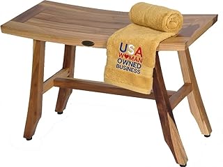 EcoDecors Satori Teak Wood Shower Bench, 28 Inch, EarthyTeak Finish