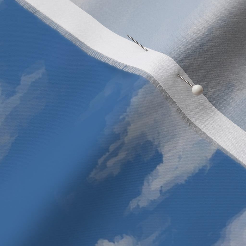 Spoonflower Fabric - Clouds Sky Painting Cloud Brushstrokes Blue Spring Summer Day Printed on Organic Cotton Sateen Fabric by The Yard - Sewing Quilting Apparel Home Decor