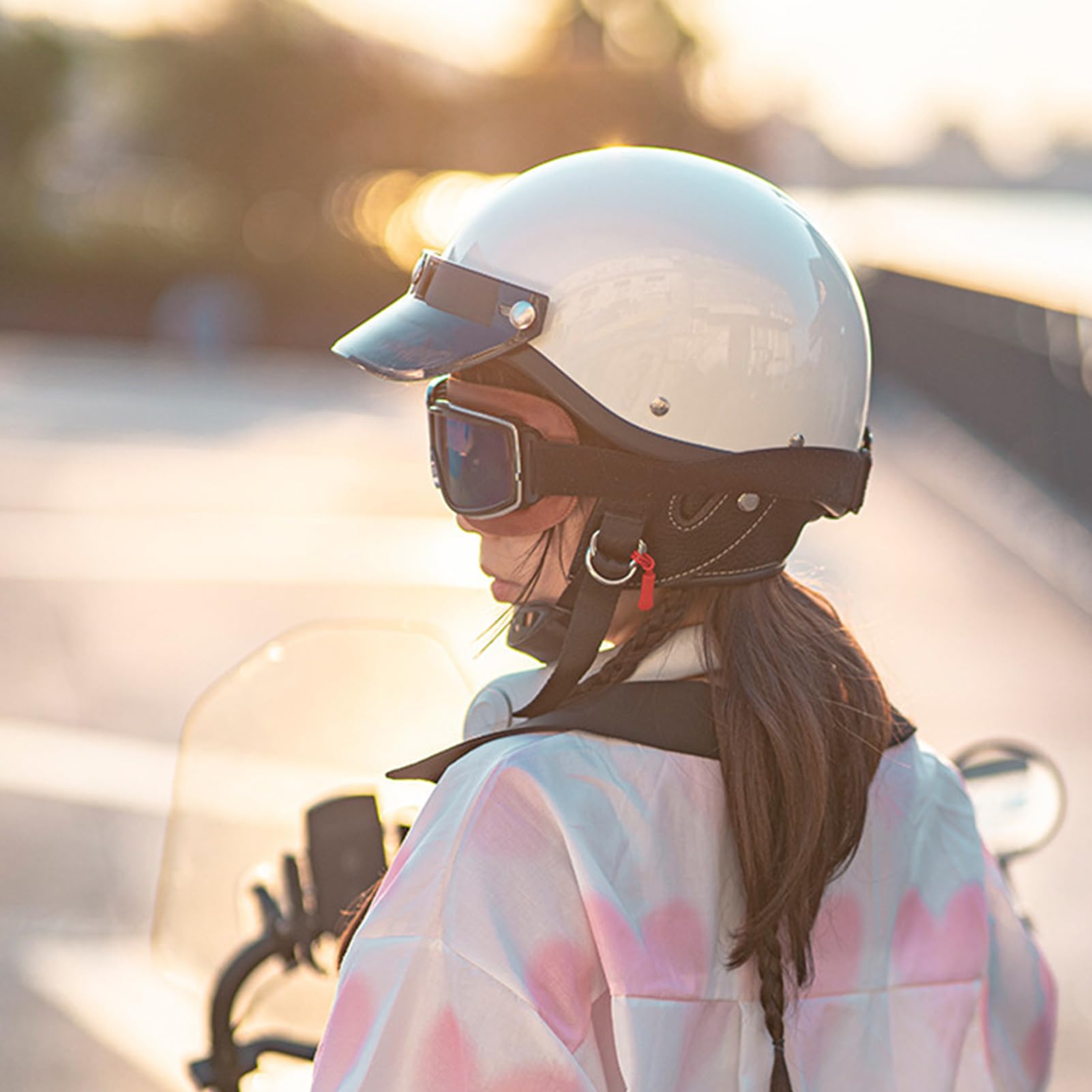 Halmetto di motocicletta, casco per moto a faccia aperta,Caschi da moto per uomini - Cappuccetto a faccia aperta traspirante fresco leggero per motocross scooter racing street incrociatore