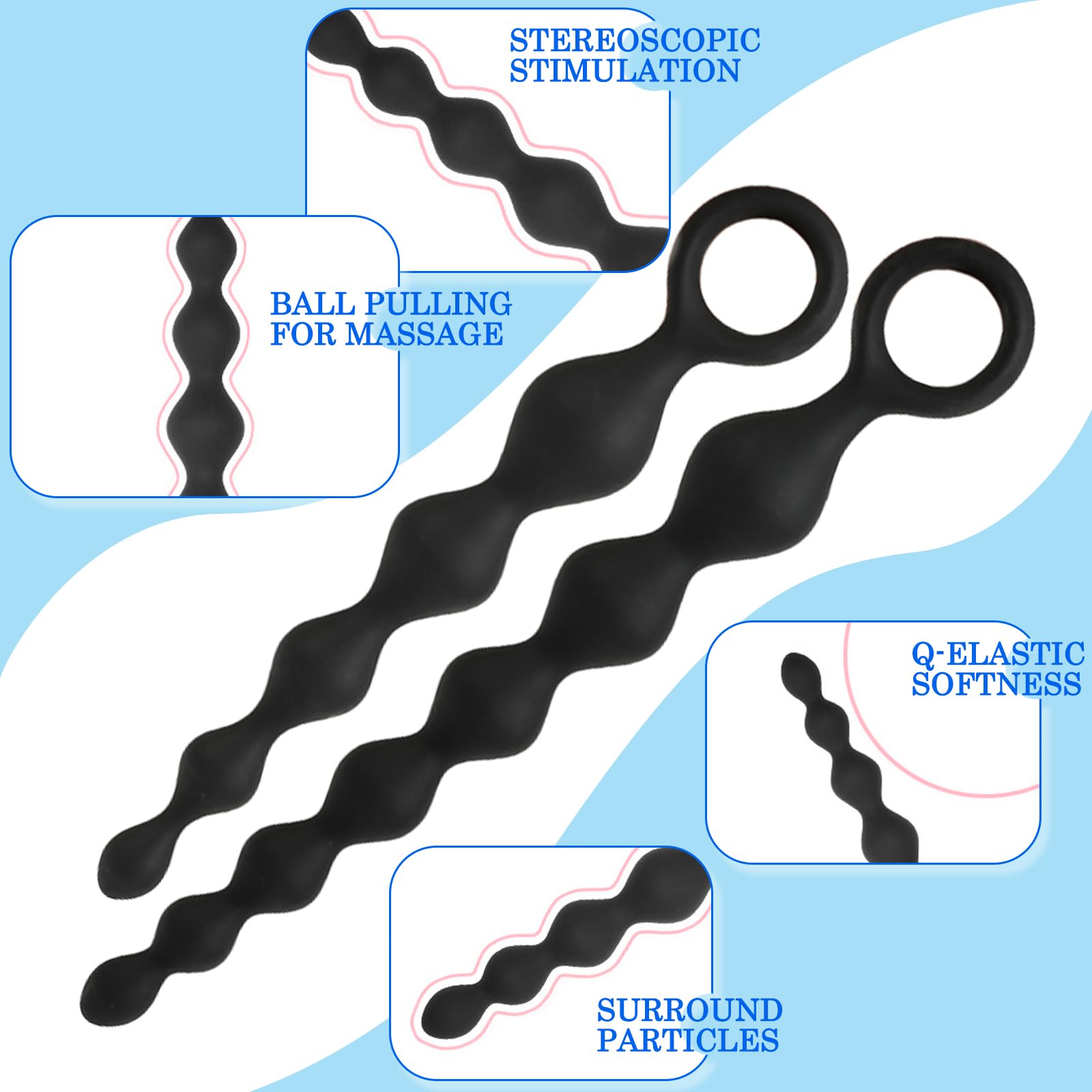 BDSMLOVE 2pcs Palline anali in Silicone Kit, Plug Anale Sex toys Plug Analesex Dildo Anal Plug, Butt Plug Sex Toys per uomini donne coppie principianti professionali