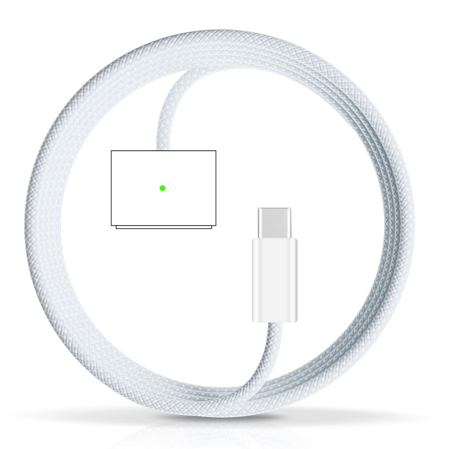 Diyuna Magnetisches USB-C Ladegerät 140W für MacBook Air/Pro, PD Schnellladung, Magnetanschluss der 3. Generation, 2M Geflochtenes Kabel, Ideal für Reisen, Himmelblau