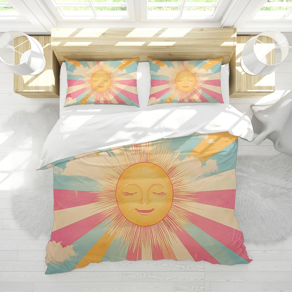 Housse de couette bohème arc-en-ciel 200x220 parure lit moderne