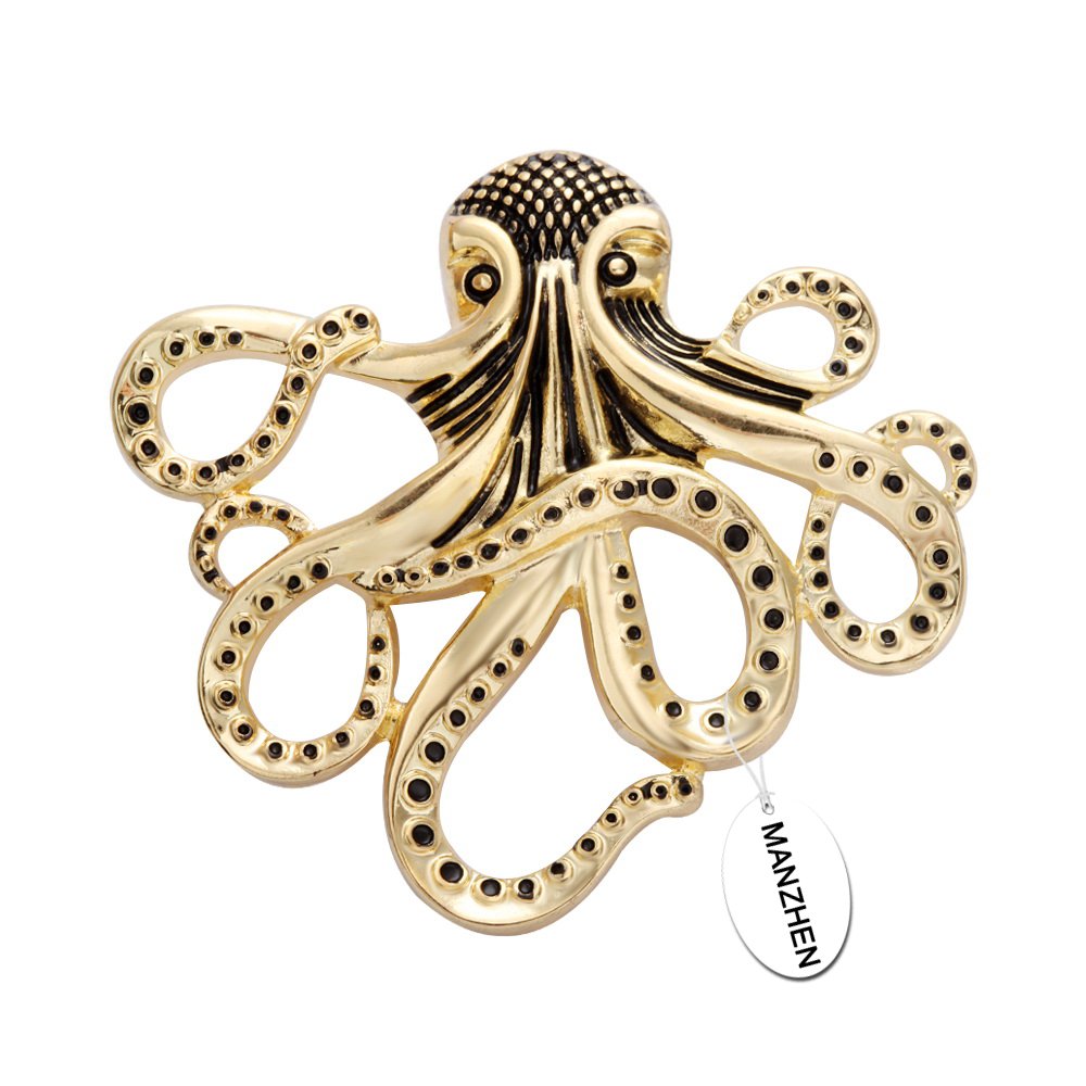 MANZHENVintage Black Spotted Nautical Octopus Magnet Brooch Badge Eyeglass Holder