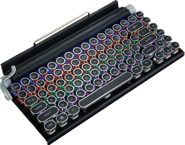 Green axis mechanical keyboard-typewriter shape, retro design; built-in battery is easy to carry, you can use Bluetooth connection; first-class texture