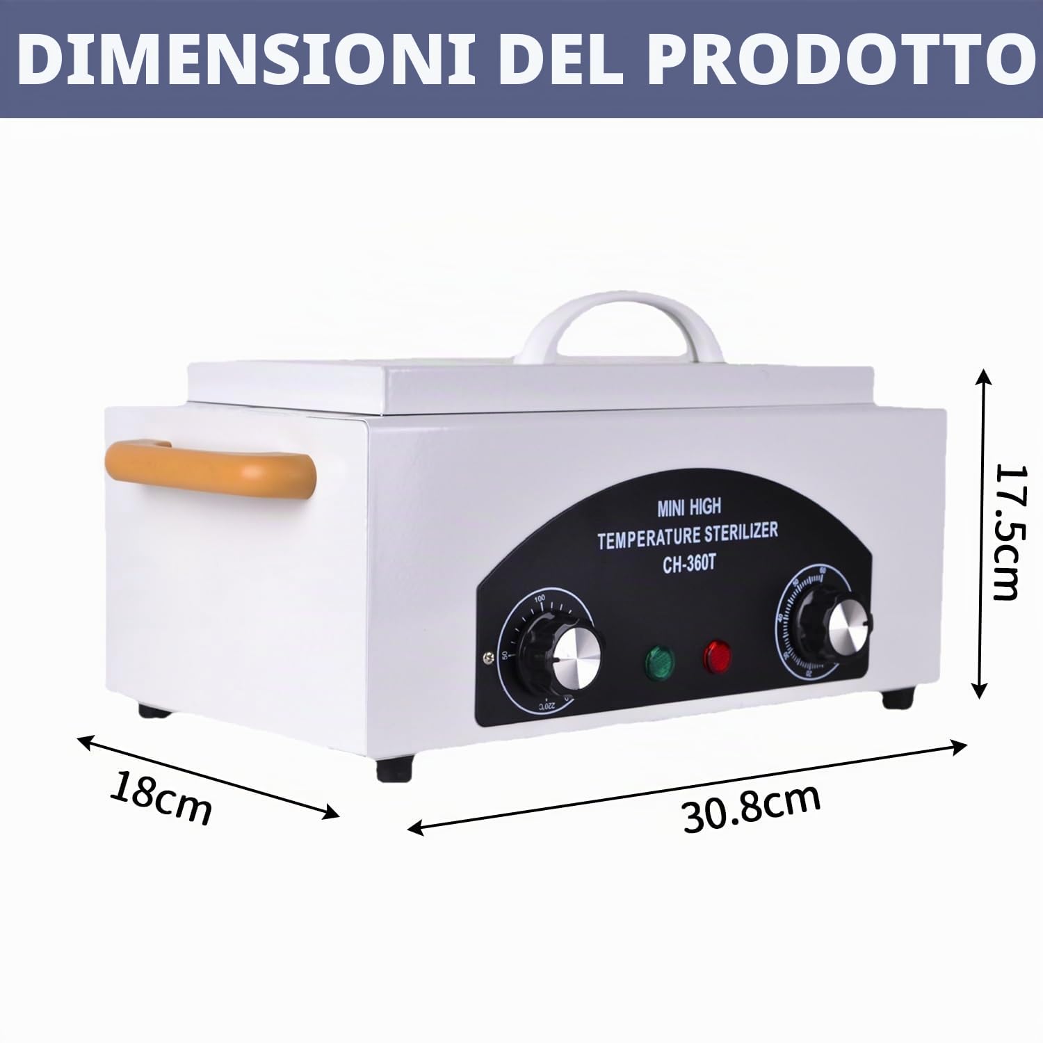 Sterilizzatore ad aria calda da 1,5 l, 220 °C, 300 W, temperatura regolabile, sterilizzatore per strumenti con timer, strumento per unghie, pinzette, forbici, sterilizzatore per cosmetici, studi di
