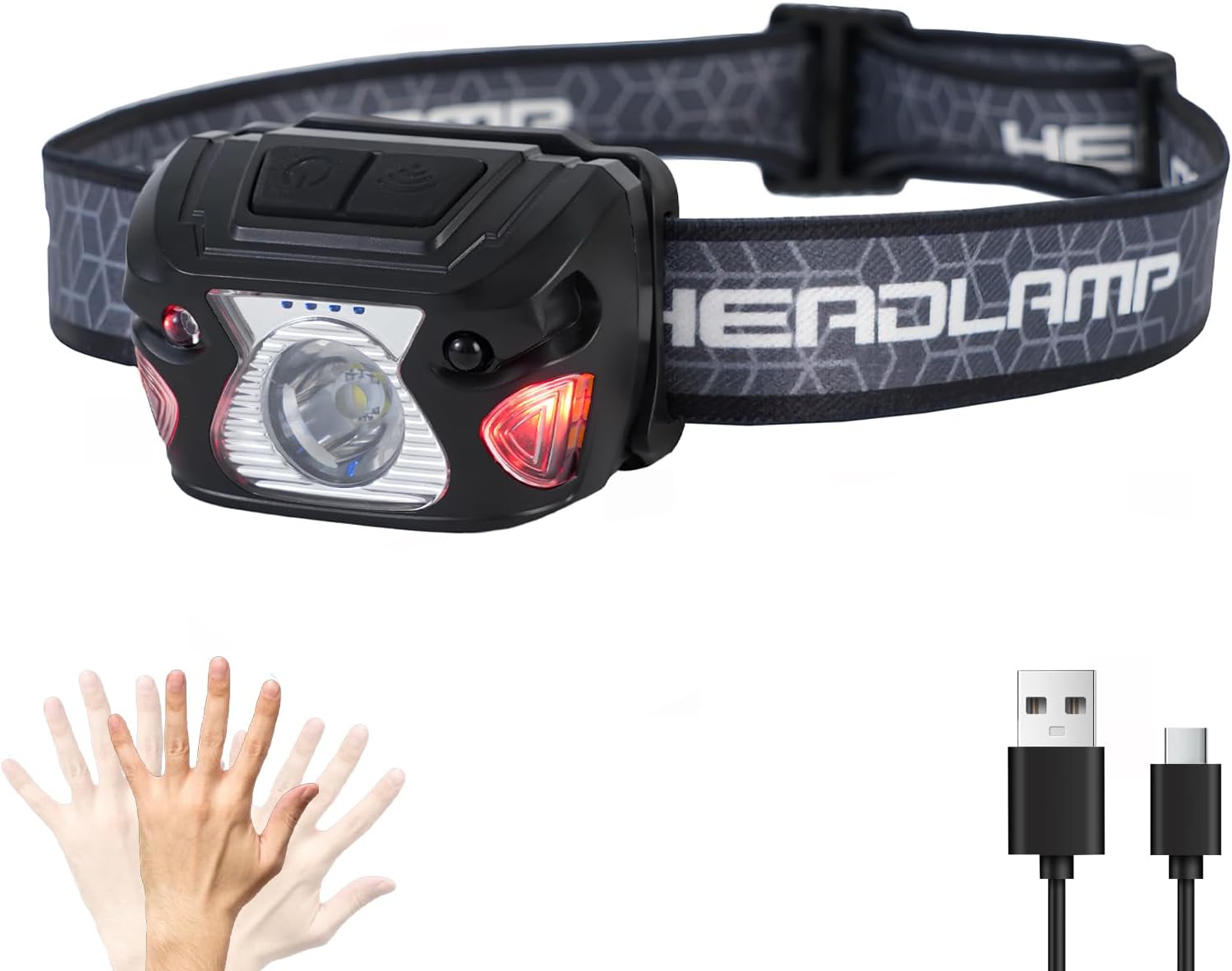 Outdoor Head Lamp, Rechargeable Type-C, 6Modes, 1000+ Lumens, IPX5 Waterproof Flashlight, 12 Hour Continuous Lighting Ideal for Camping Flashlights, Reading, Sports, Running, Hiking, Fishing Outdoor Head Lamp, Rechargeable Type-C, 6Modes, 1000+ Lumens, IPX5 Waterproof Flashlight, 12 Hour Continuous Lighting Ideal for Camping Flashlights, Reading, Sports, Running, Hiking, Fishing