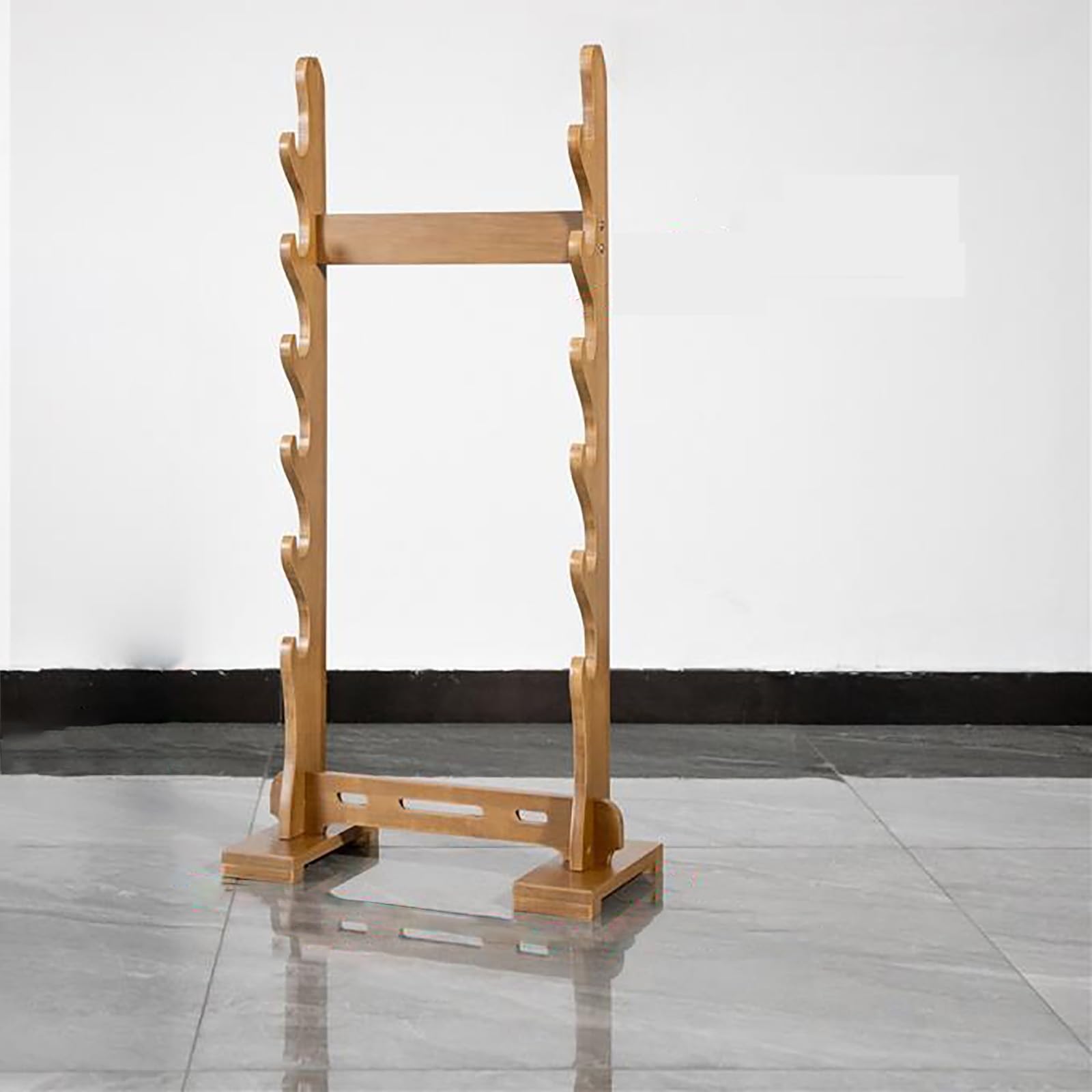 Hjhuua Solid Wood Color Multilayer Floor Standing Sword Rack,Solid Wood Sword Stand,Wood Sword Holder Floor Stand,Large Sword Display Stand For Katana Samurai,Classic Wooden Sword Mount Weapon Stands