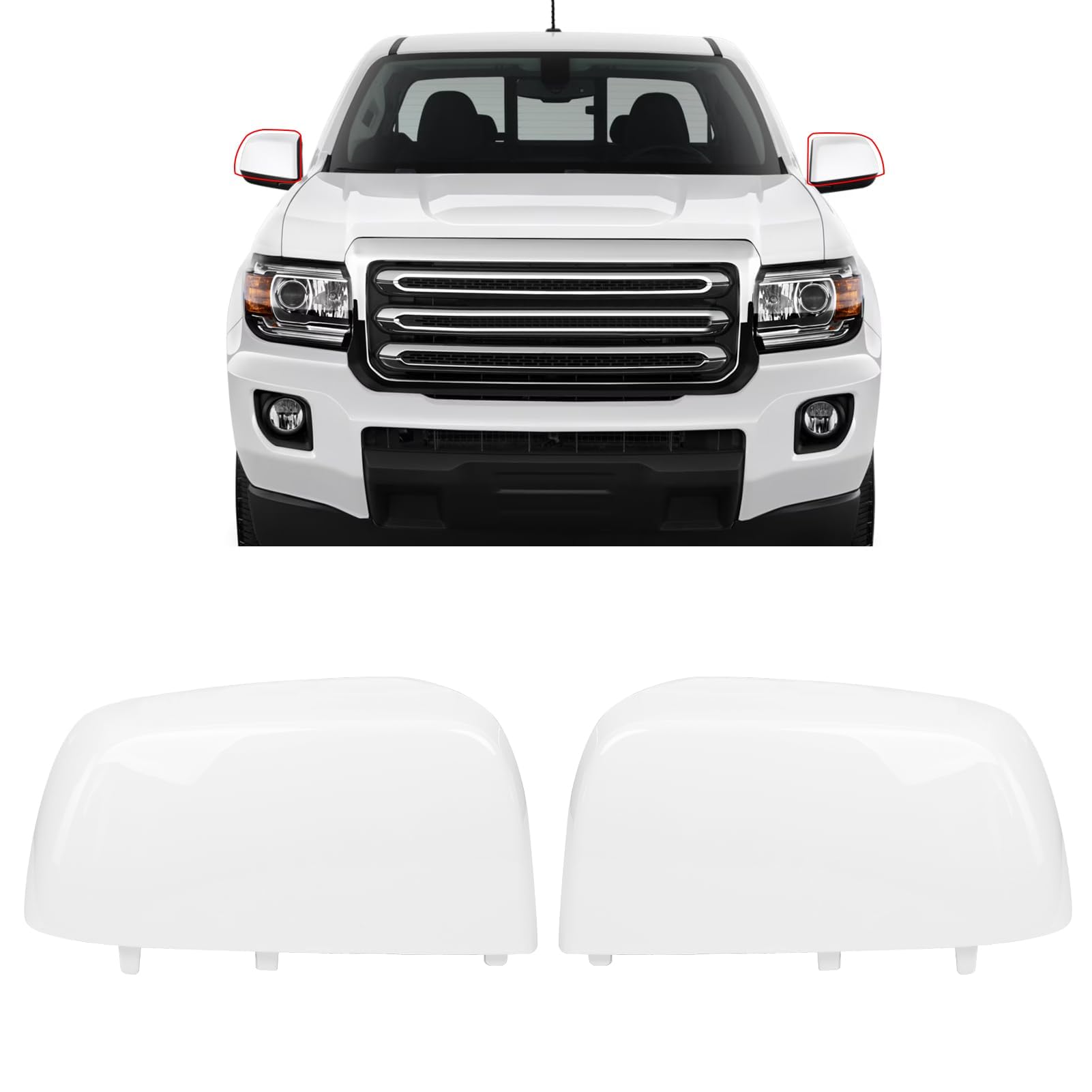 Moonlinks Compatible with 2015-2022 Chevy Colorado GMC Canyon Side Mirror Cover, White LH & RH Side Door Exterior Rearview Mirror Cap for Canyon,