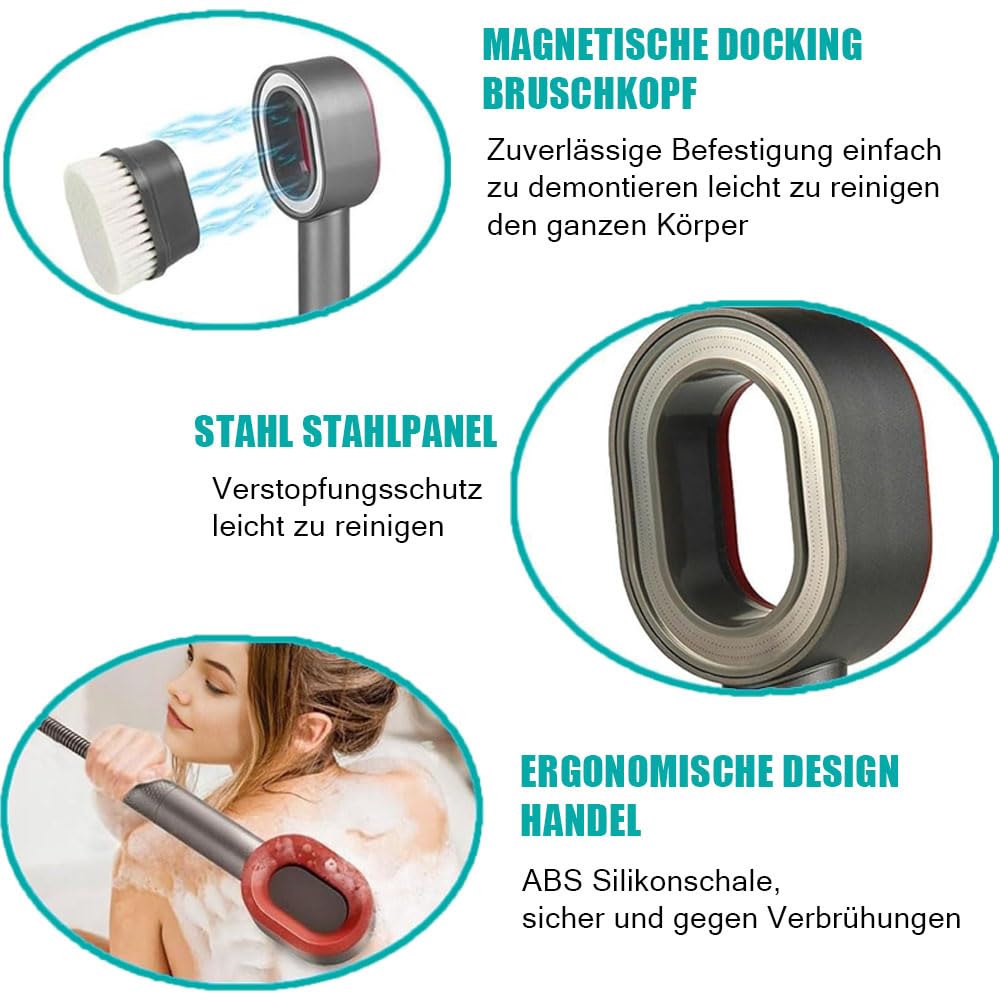 Duschkopf Doodle Massage Duschkopf Mit Filter Hochdruck Duschkopf Duschkopf Mit Filter Gegen Kalk Für Entfernen Vom Harten Wasser Rest-Chlor Schwermetall Und Zubehör (Silber)