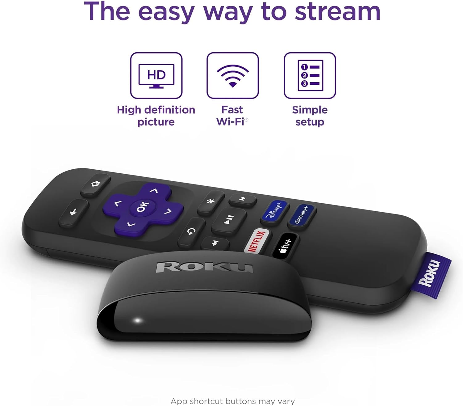 Roku Express (New) HD Streaming Device, with High-Speed HDMI Cable and Simple Remote (no TV Controls), Guided Setup, and Fast Wi-Fi, with MTC HDMI Cable and USB Extension Cord