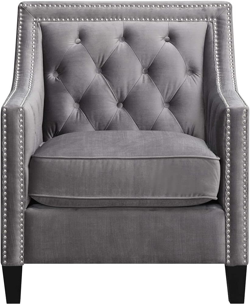 Hanover Willa Button Tufted Accent Chair Gray, HUP304-GRY, 36.000, Steel Grey