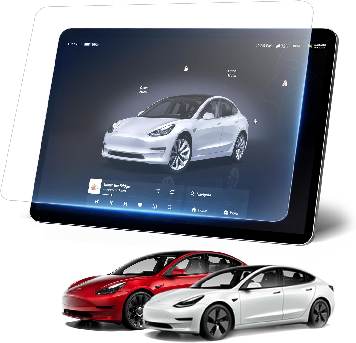 Matte Screen Protector for Tesla Model Y (2020-2024) & Model 3 (2017-2023) [No More Glare & Fingerprint & 9H] Tempered Glass Protector with Alignment Kit for Model 3/Y Accessories