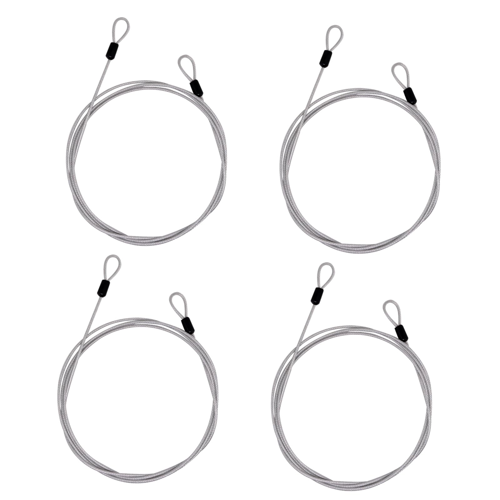 Câble de sécurité argenté de 3 mm, 4 câbles en acier inoxydable avec boucles, câble de sécurité avec double boucle, câble de verrouillage de bagage pour vélo