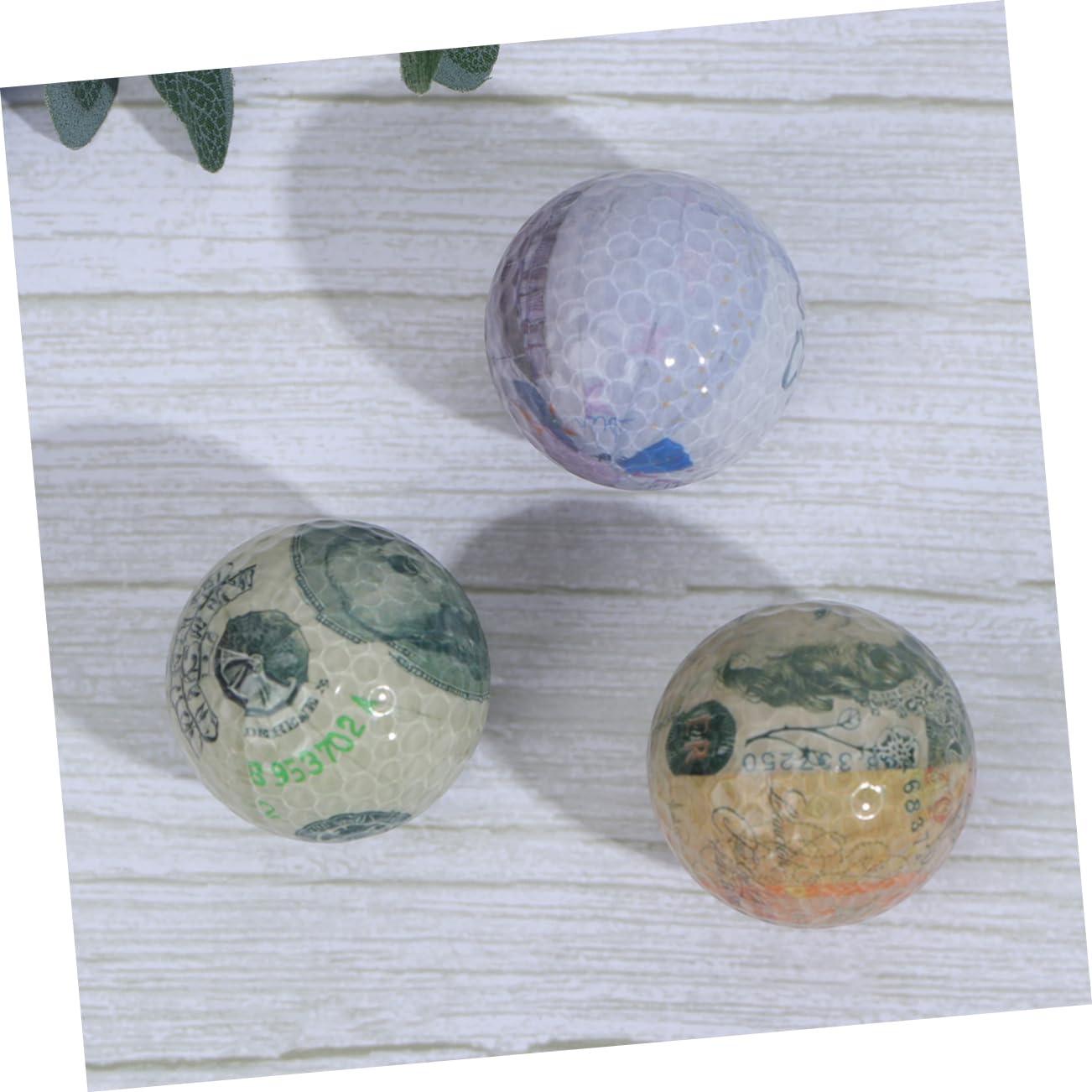Mikikit 3pcs Currency Pattern Crystal Ball Stickers Practice Balls for Beginners 2-Layer Training Long Distance Hit