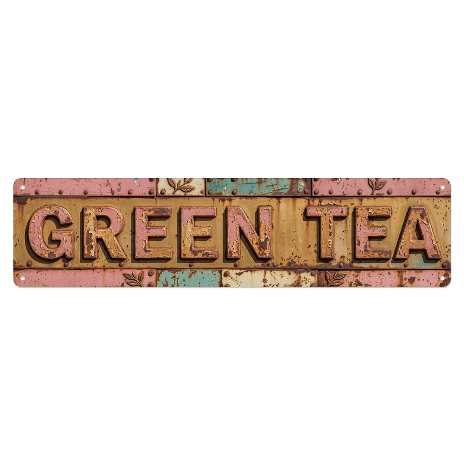 Green Tea Farmhouse Decor Metal Tin Sign