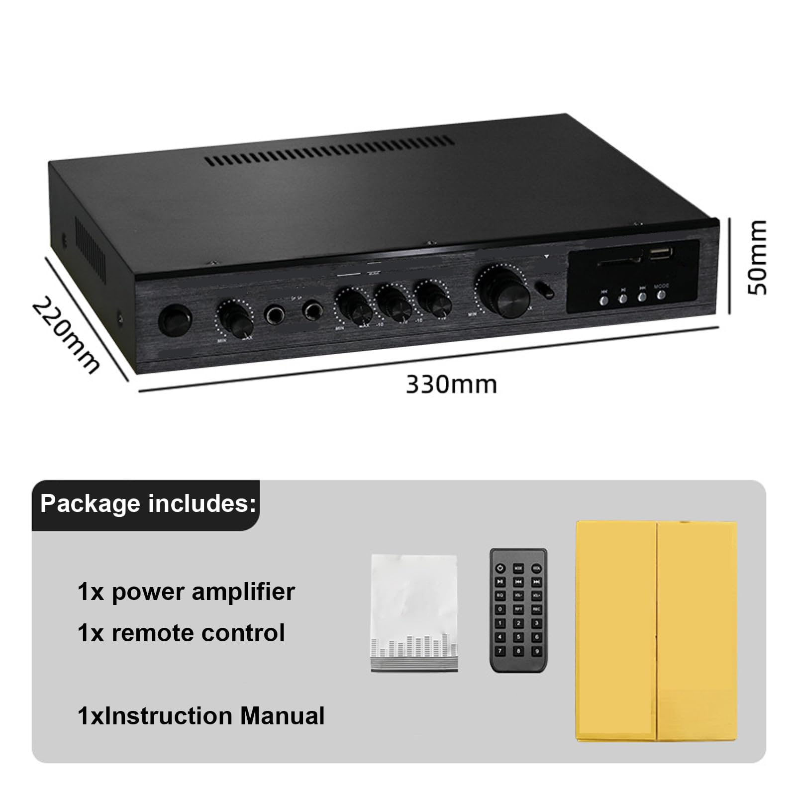 Amplificatore Hifi a 5.1 Canali con Bluetooth 5.1, 200 W +200 W Sd Mp3, Ingressi Microfono, Coassiale Ottico, Amplificatore Audio Domestico, Subwoofer per Home Theater Alta Potenza