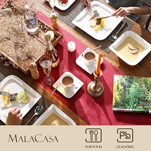 Foto von MALACASA, Serie Joesfa, 60 tlg. CremeWeiß Porzellan Geschirrset Kombiservice Tafelservice im eleganten Design mit je 12 Tassen, 12 Untertassen, 12 Dessertteller, 12 Suppenteller und 12 Speiseteller