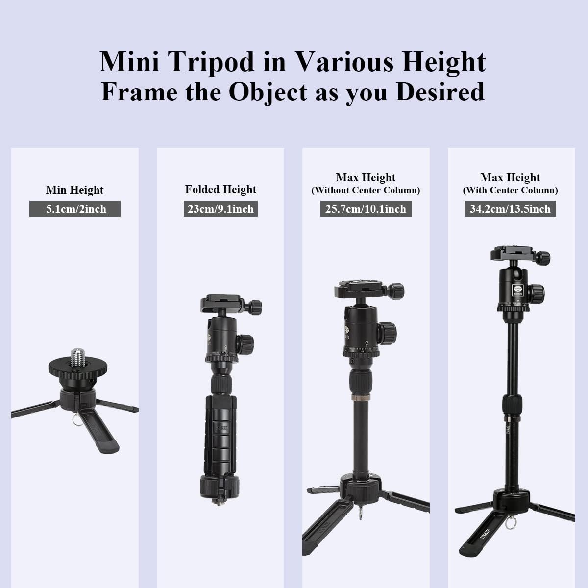 SIRUI 13.5 inch Mini Desktop Tripod with 360° Ball Head, Portable Handhold Aluminum Tripod for DSLR Camera, Video Camcorder, Max Load 4kg (AM-35K)