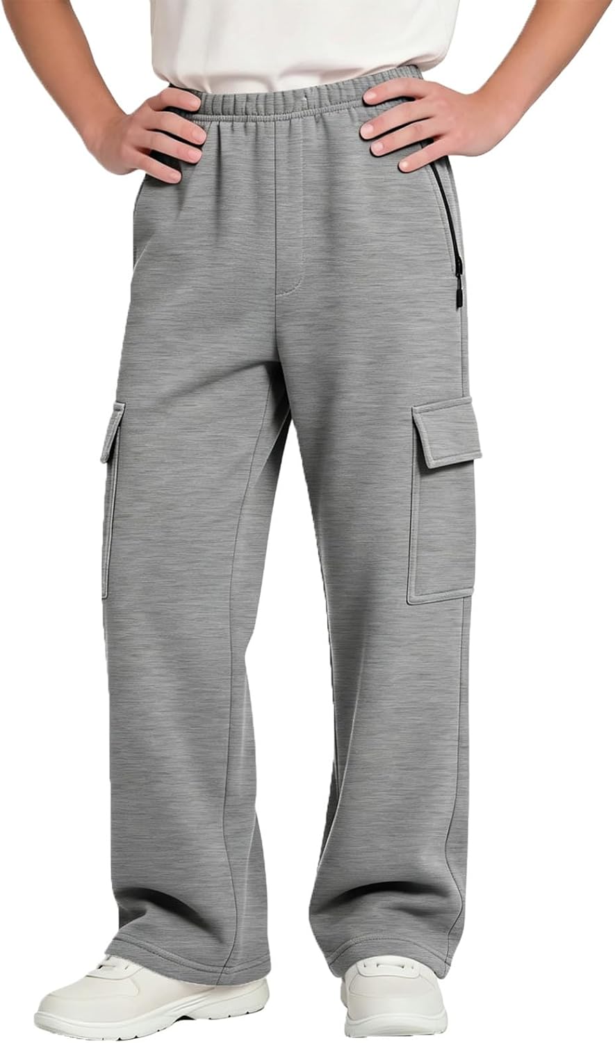 Girls Sweatpants Kids Fleece Wide Leg Cargo Pants for Teen Girls