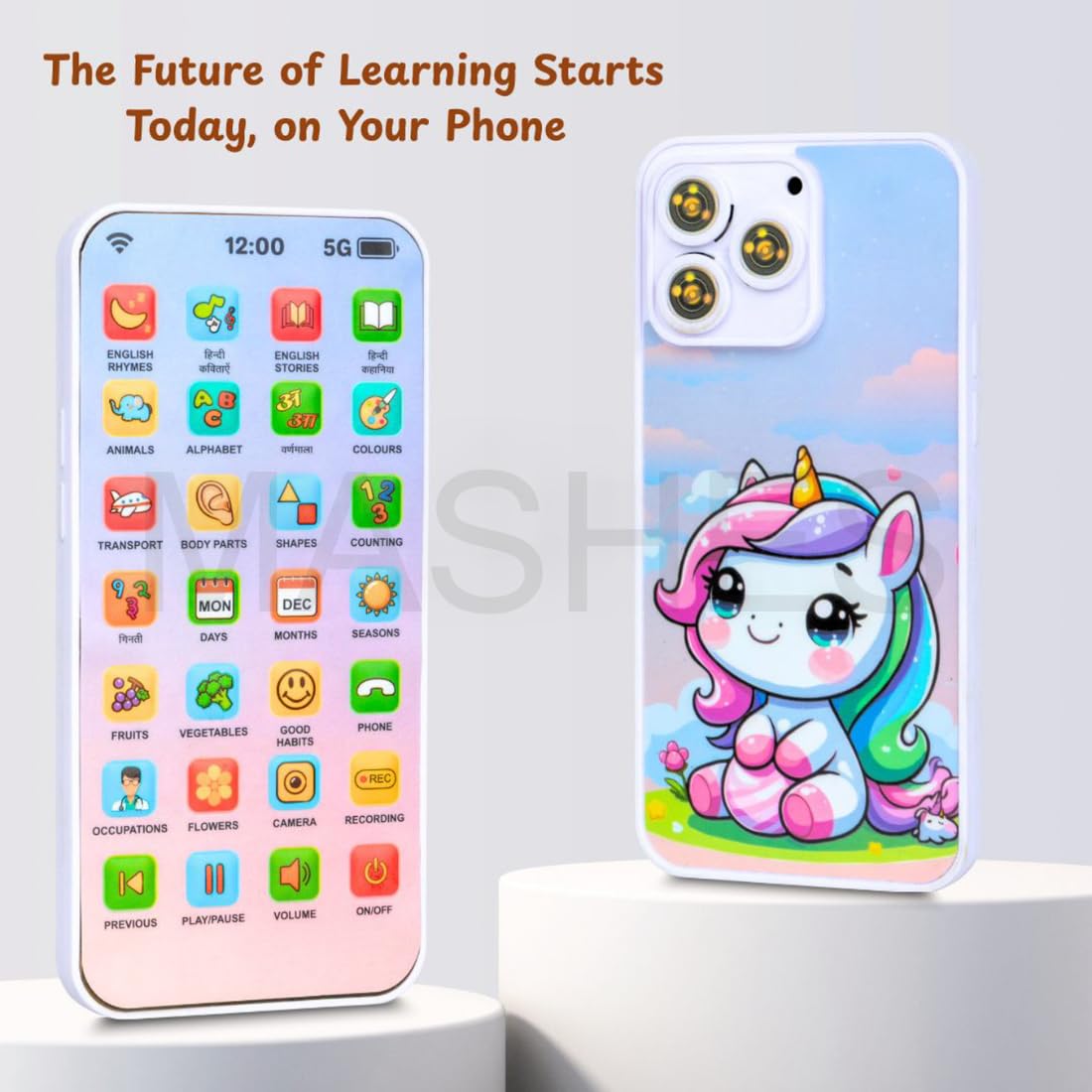 Educational Phone Toy for 2-12 Years Kids Rechargeable 24 Modes Talking Baby Smart Phone Mobile Toy for Boys Girls Christmas Gift Birthday Surprise 4