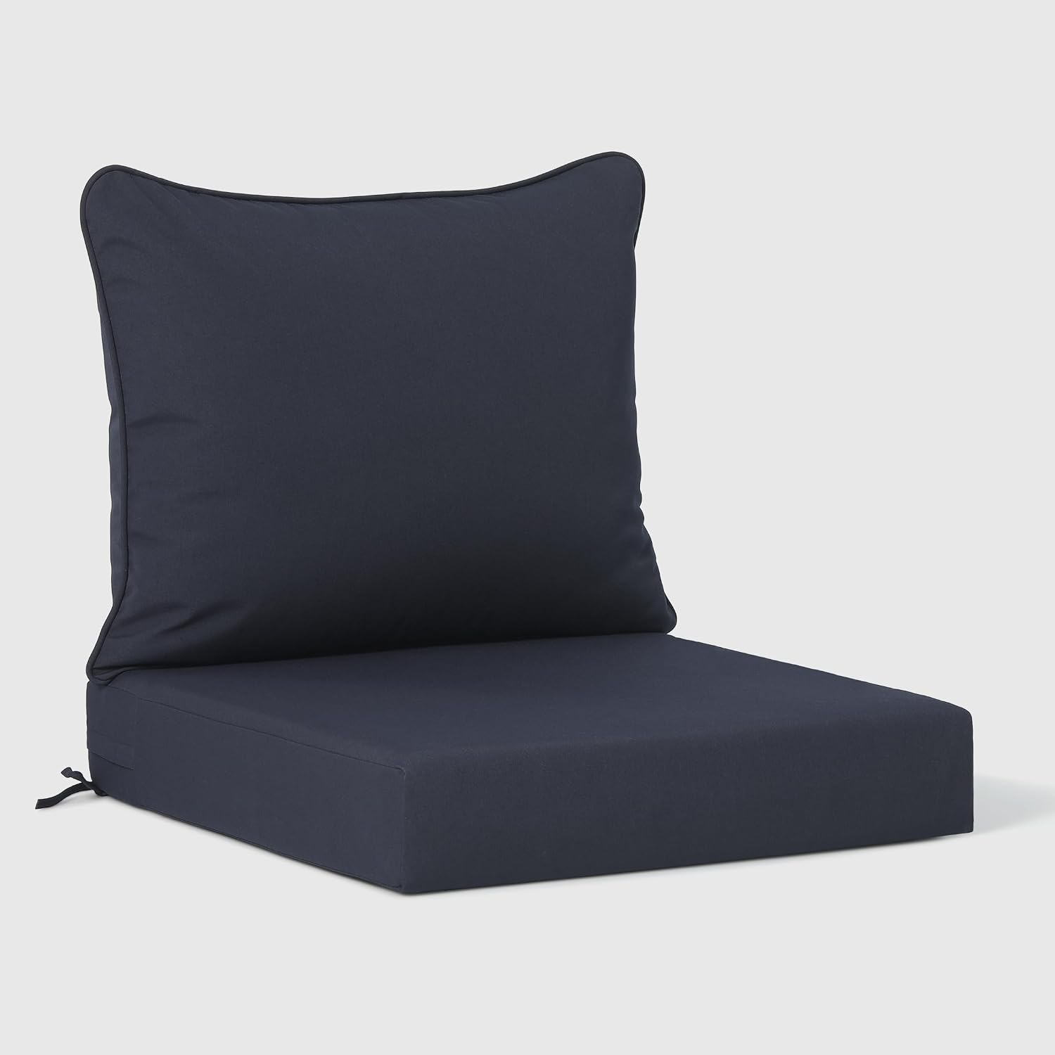 WestinTrends Solace Water Resistant Outdoor 2-Piece Deep Set Patio Seat Back Chair Cushions, 25 x 25, Navy Blue