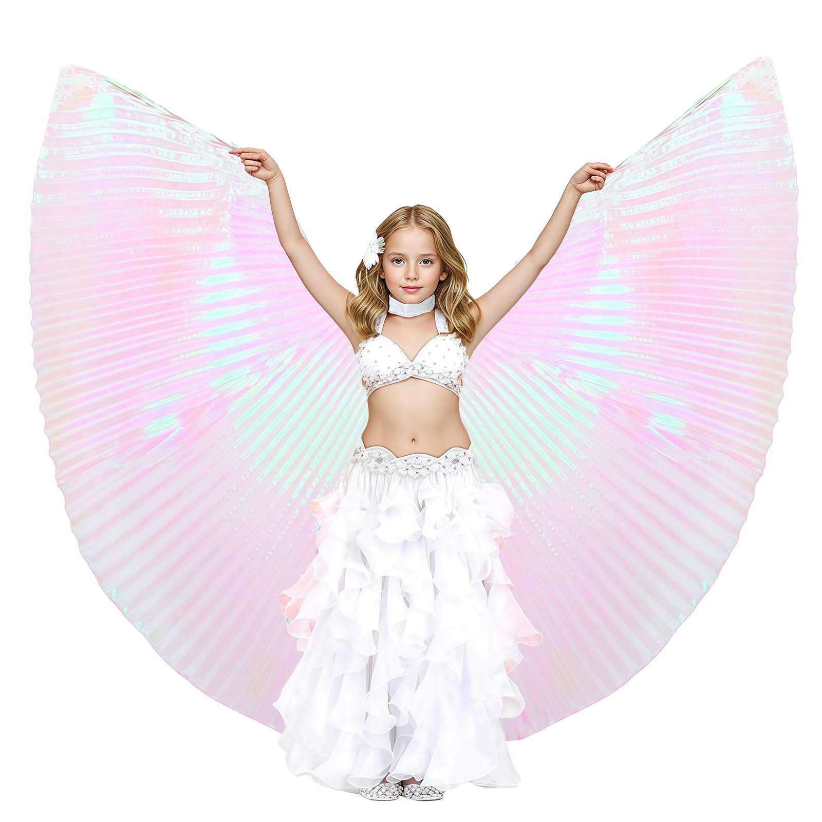 Baisdan Kids Isis Wings (Wings + Stick+ Carrying Bag) Belly Dance Performance Costumes for Girls Pink, Pink/