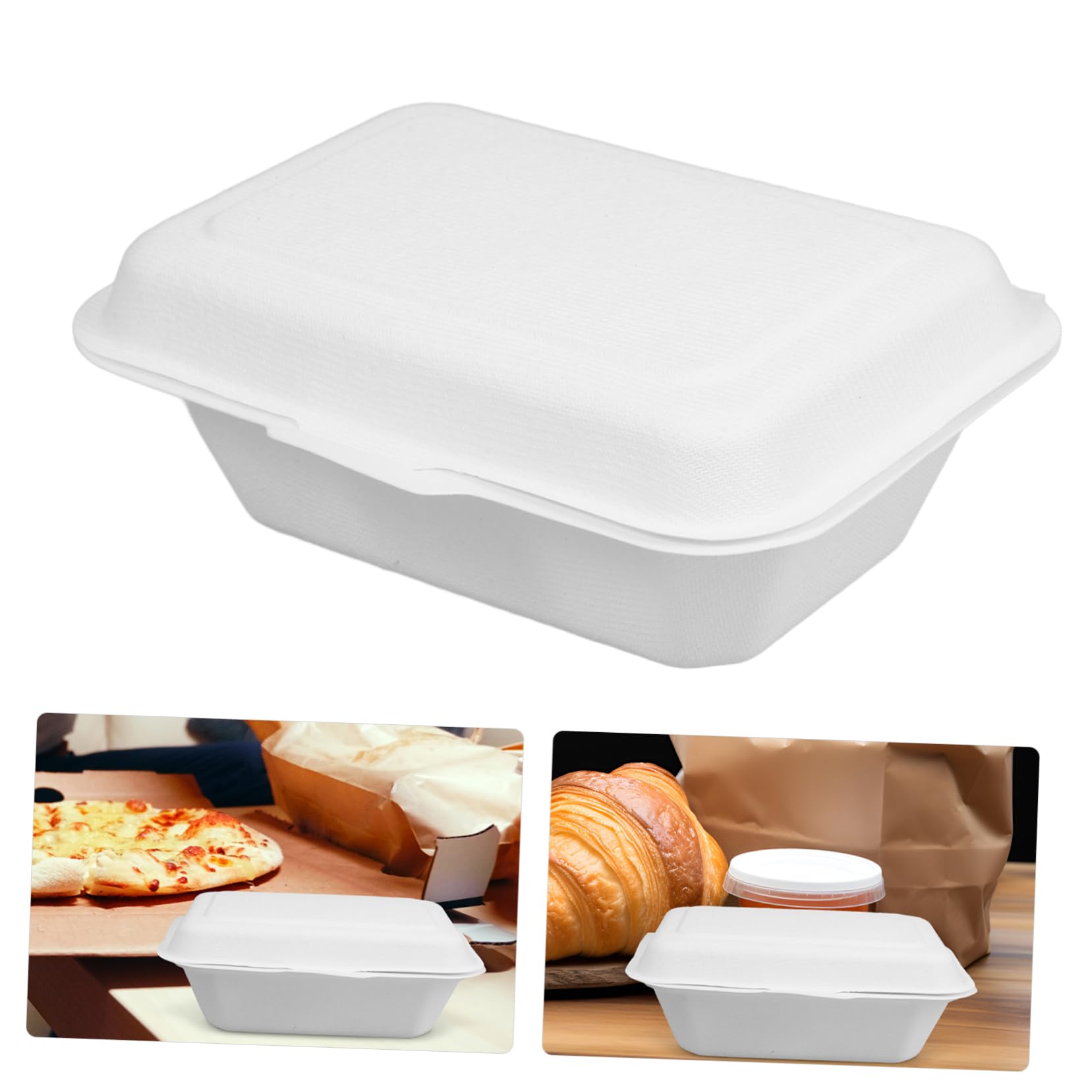 Abaodam Scatole Alimentari da Asporto Biodegradabili in Carta Naturale 600ml 50 Pezzi Contenitori Pranzo Usa e Getta Facili da Trasportare Adatte per Confezionare Dolci e Piatti