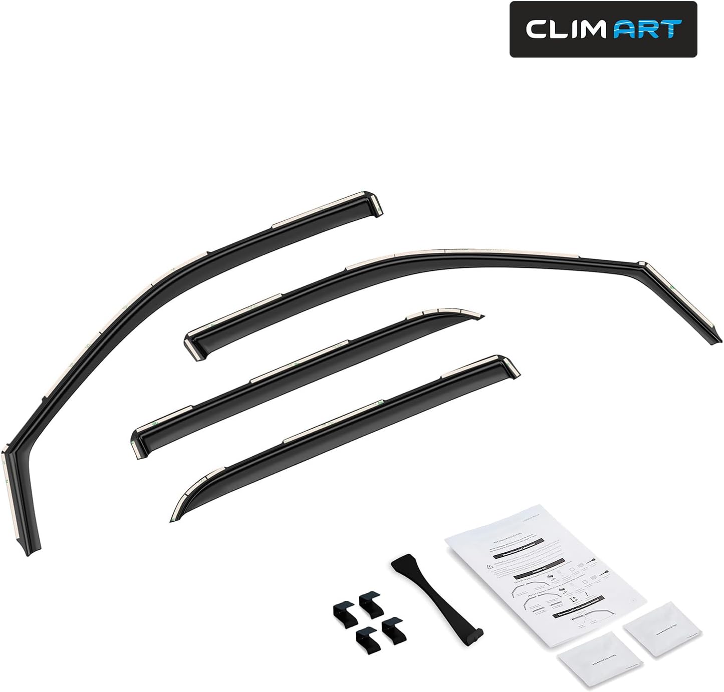 CLIM ART in-Channel Incredibly Durable Rain Guards for Dodge RAM 2500 3500 2019-2026 Crew Cab,Original Window Deflectors,Vent Deflector,Vent Window Visors,Dark Smoke Truck Accessories,4pcs- 609006LPv