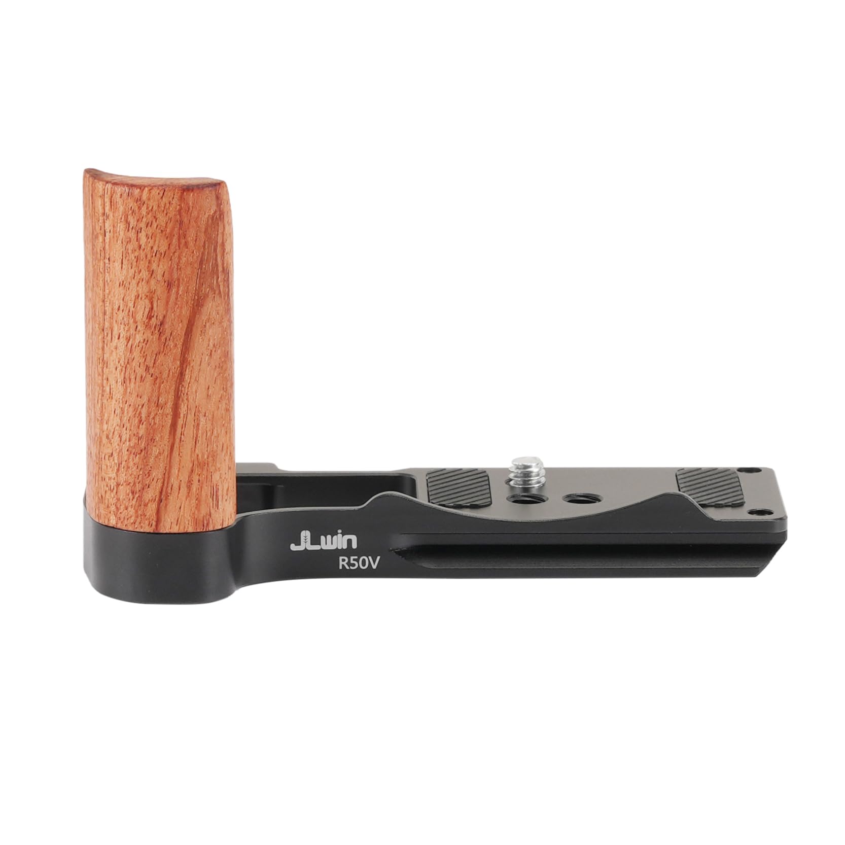 R50 V uchwyt w kształcie litery L z drewnianym uchwytem do aparatu Canon EOS R50 V, pasuje do aluminiowej płyty podstawowej Arca-Swiss Quick Release, z mocowaniami 0,6 cm - 20, kompatybilny ze
