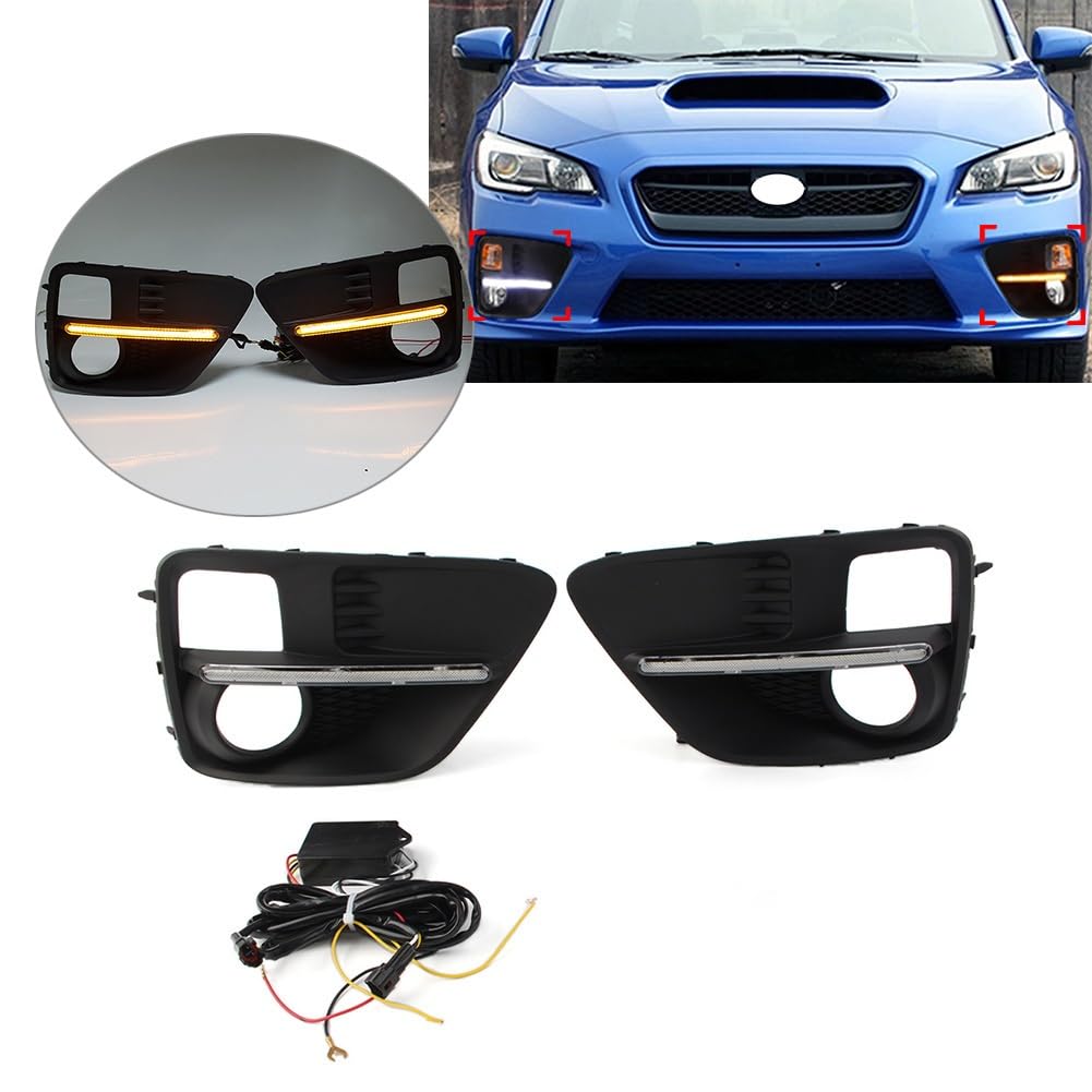 NOCHE Luce Direzione 2 PCS Auto DRL con Indicatore di Direzione Giallo Lampada per Subaru WRX/WRX STI per 2015-2017 Daytime Running Light Specchietti Laterali Luce