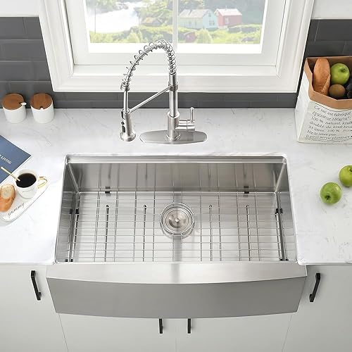 Miniatura 62 de Fregadero de cocina negro 33 x 22 pulgadas, de acero inoxidable negro, estación de trabajo frontal, calibre 16, R10, fregadero profundo de cocina