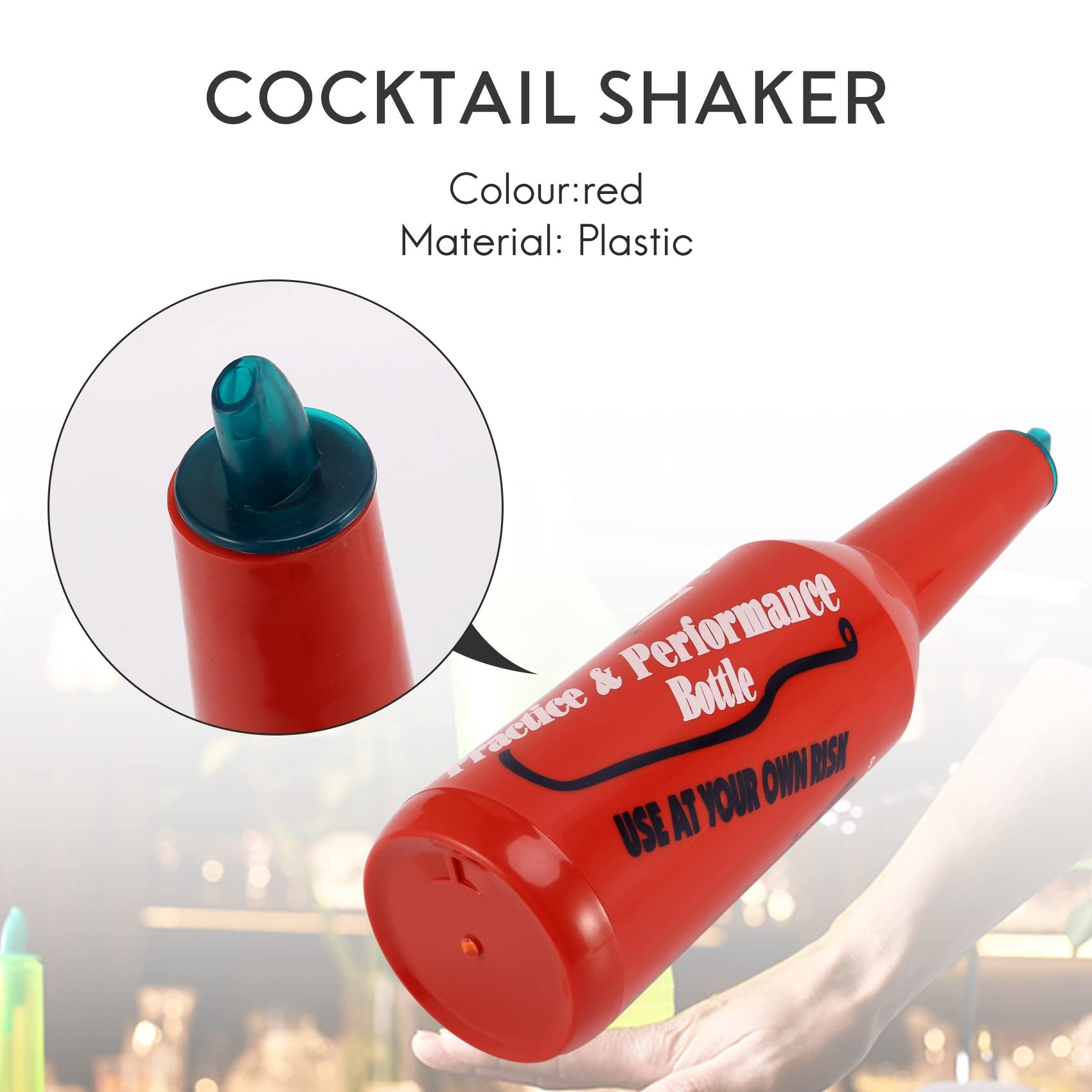 Flair - Bottiglie per esercitazioni da , bottiglia per cocktail da , bottiglia per liquori Flair Bartender Training Performance, shaker per vino e cocktail, rosso