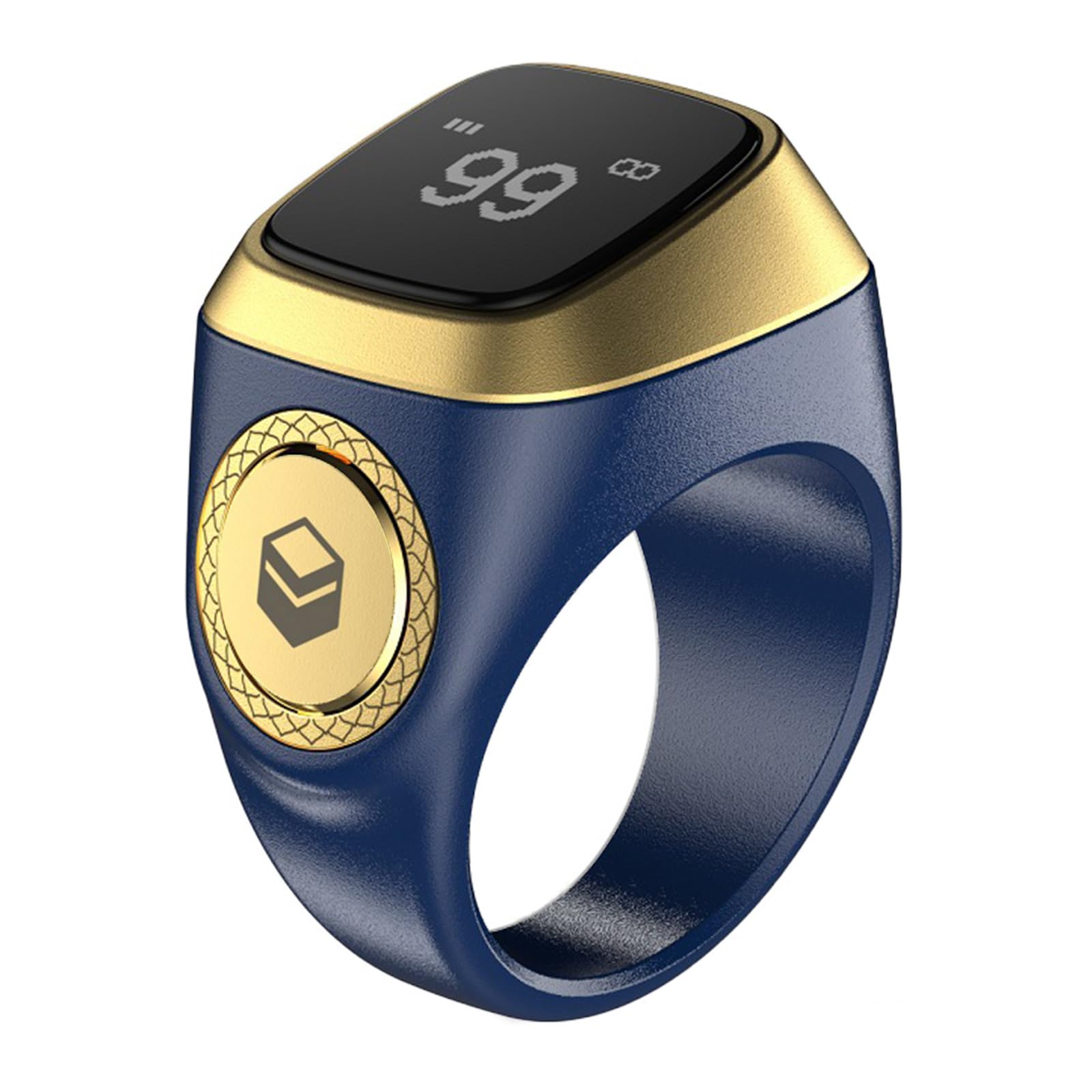 Smart Tasbih Zikr Ring, 20mm Muslim Digital Azan Alarm Clock, Tasbih Counter Smart Ring (Blue)
