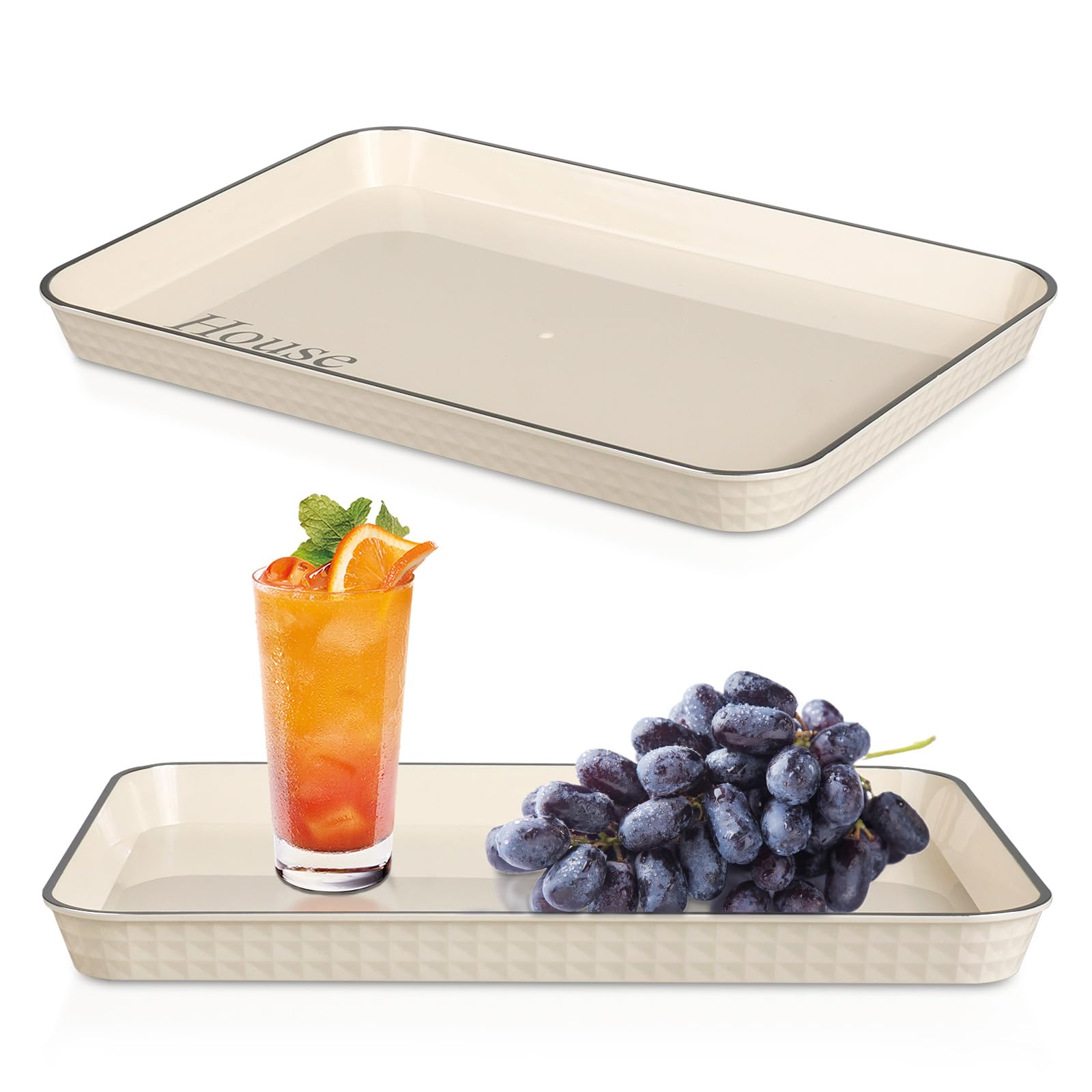 Imposyu Lot De 2 Plateaux Service Rectangulaires Gris Transparent 31x21 Cm - Pratiques Et Élégants