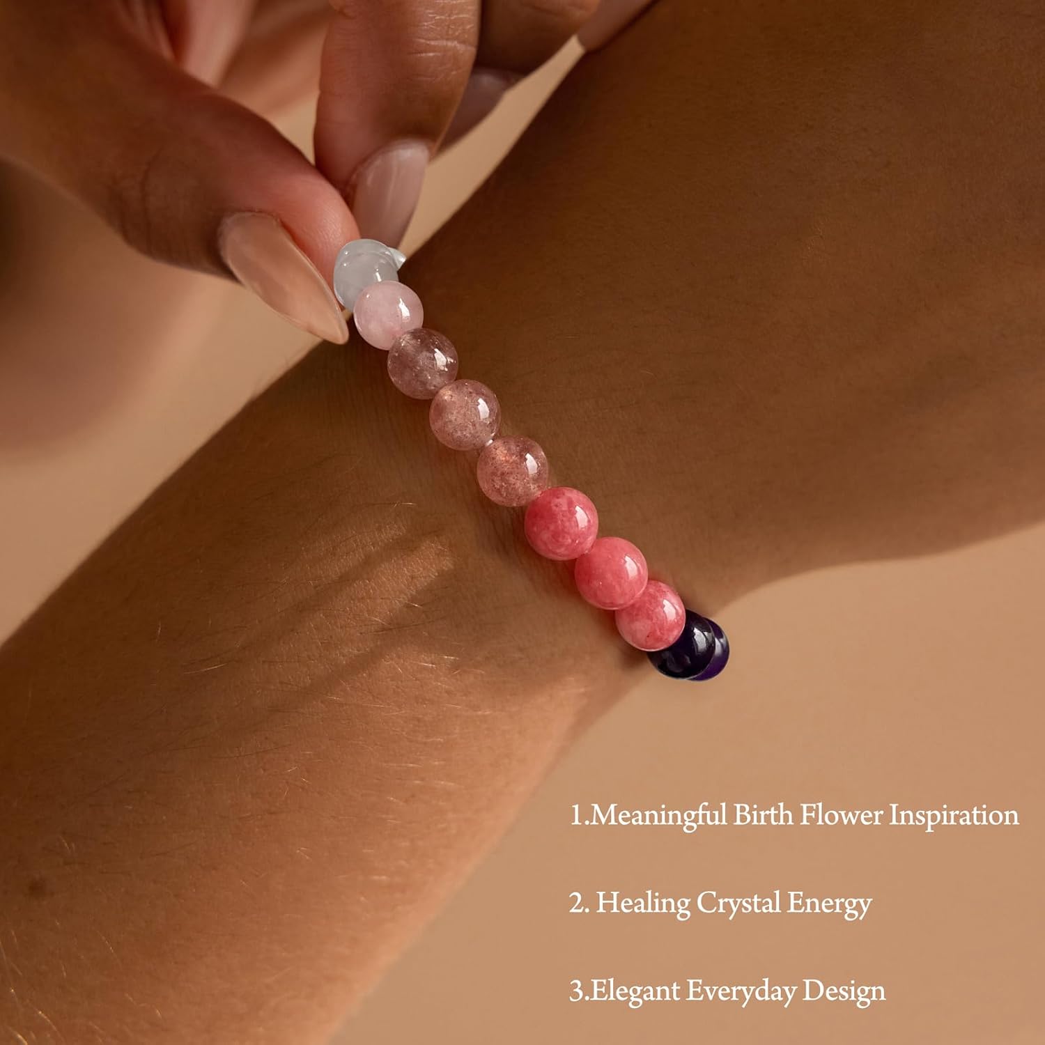 Birthstone Crystal Floral Bracelets for Women Men Colorful Stone Bracelet for Women Reduce Anxiety Zodiac Month Bracelet Birthday Graduation Gifts - Image 4