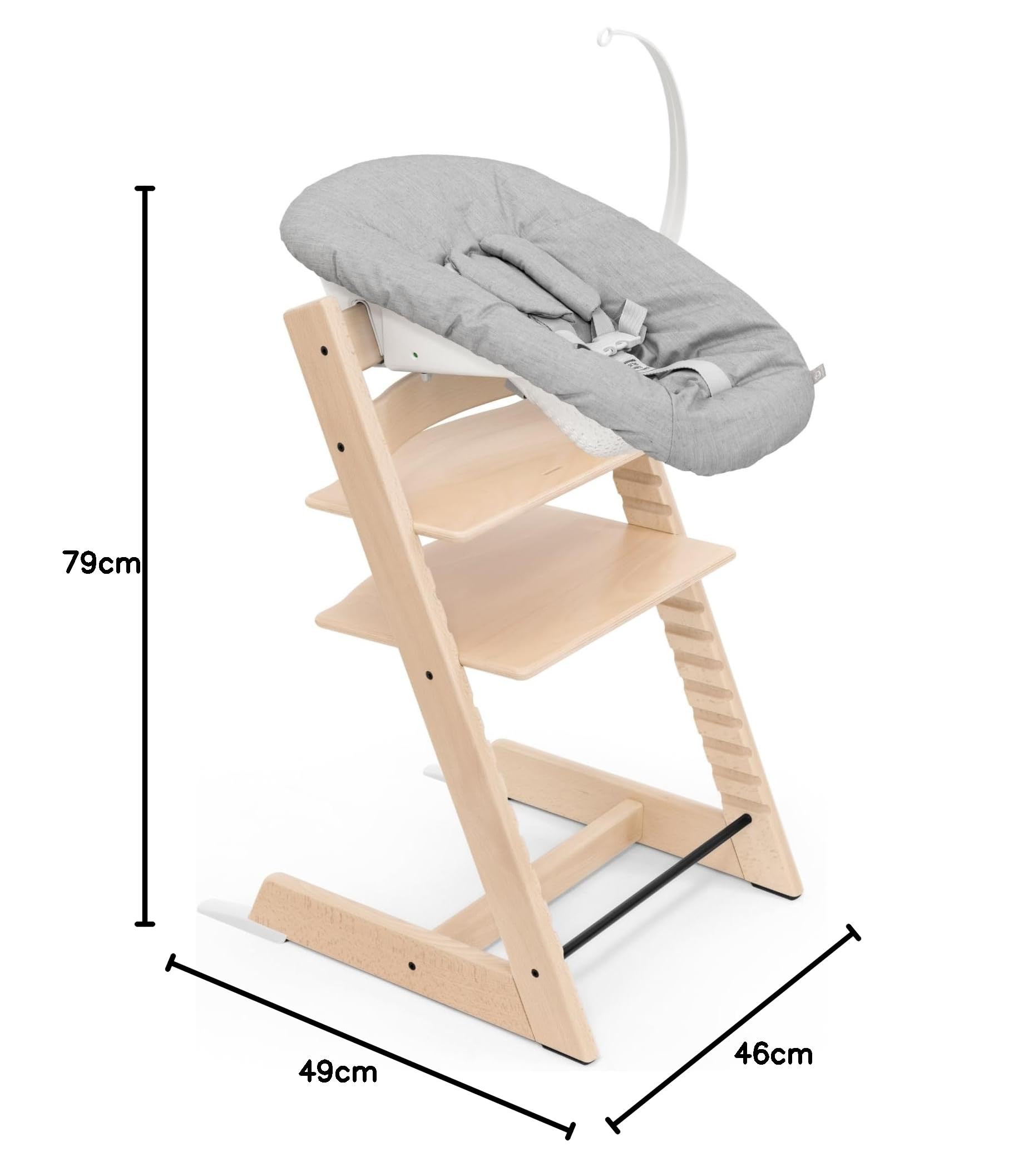 Stokke Tripp Trapp Sedia Naturale Newborn Set Grigio per Neonati fino a 9 kg