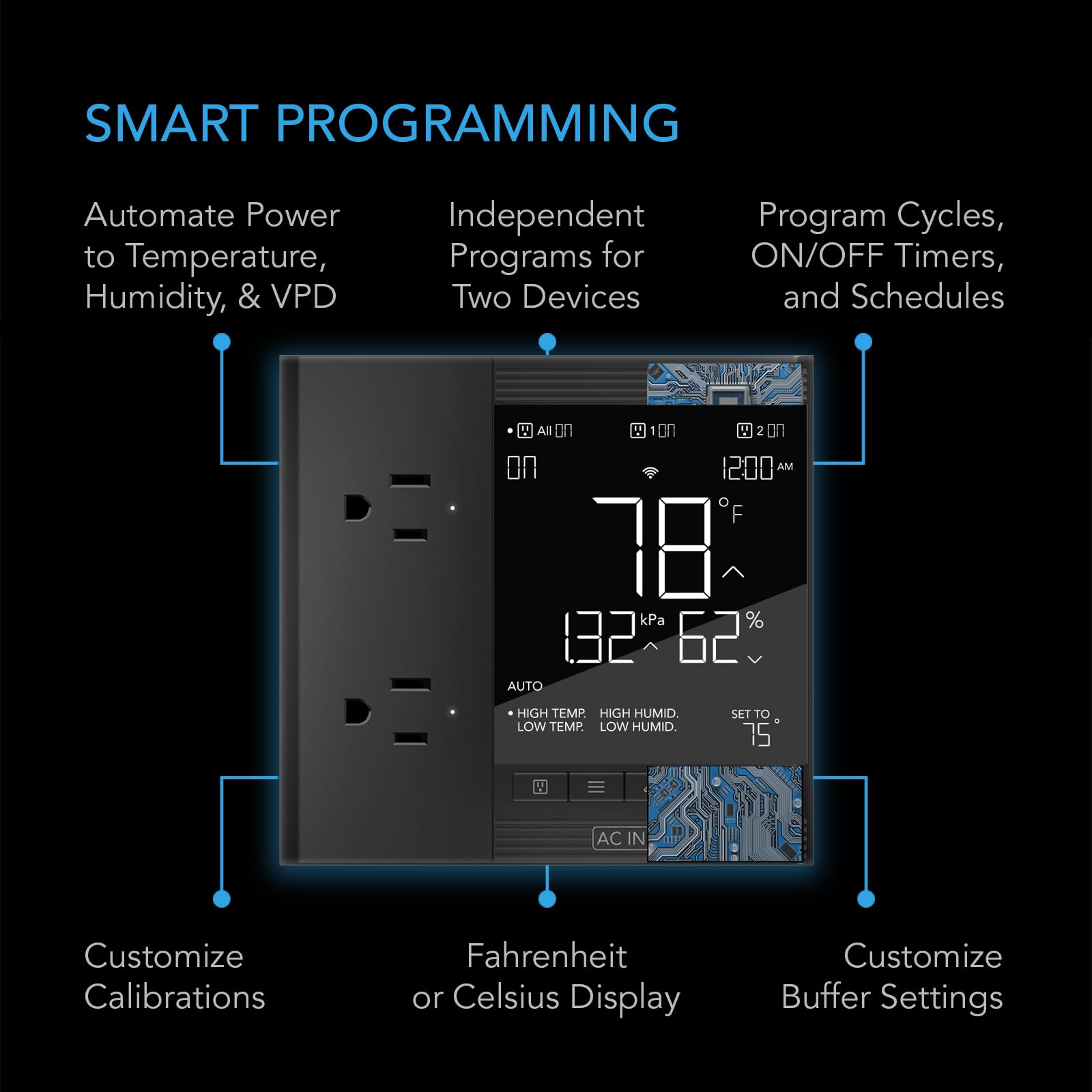 Snapklik.com : AC Infinity Controller 75 PRO, WiFi Outlet Controller ...