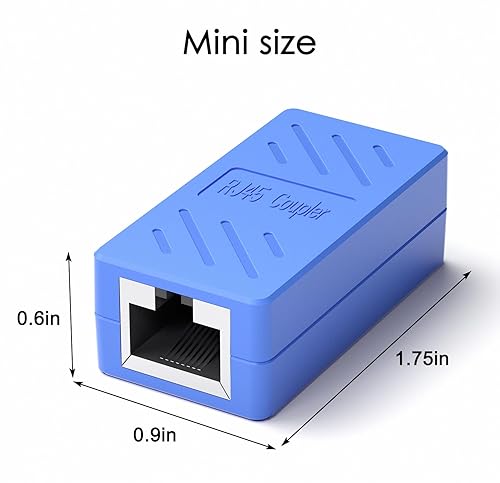 Miniatura 6 de ZUZONG Acoplador RJ45 Conector de extensión Ethernet, Cat7 Cat6 Cat5e Acoplador Ethernet hembra a hembra (azul 5 unidades)