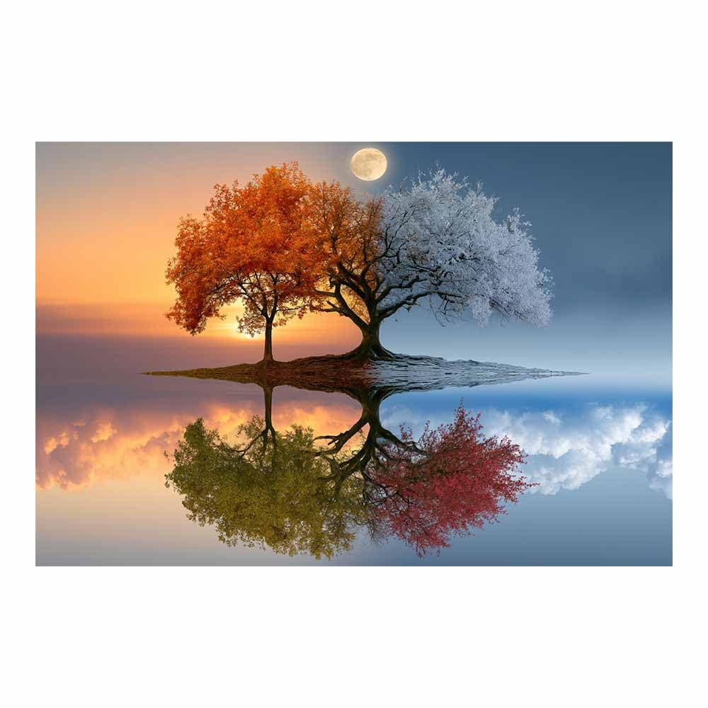 HOQIU Canvas Wall Art Brights Cyan Impasto Tree tree poster, landscape wall art, for Living Room Bedroom Bathroom.(Multicolor)-70x100cm Unframed