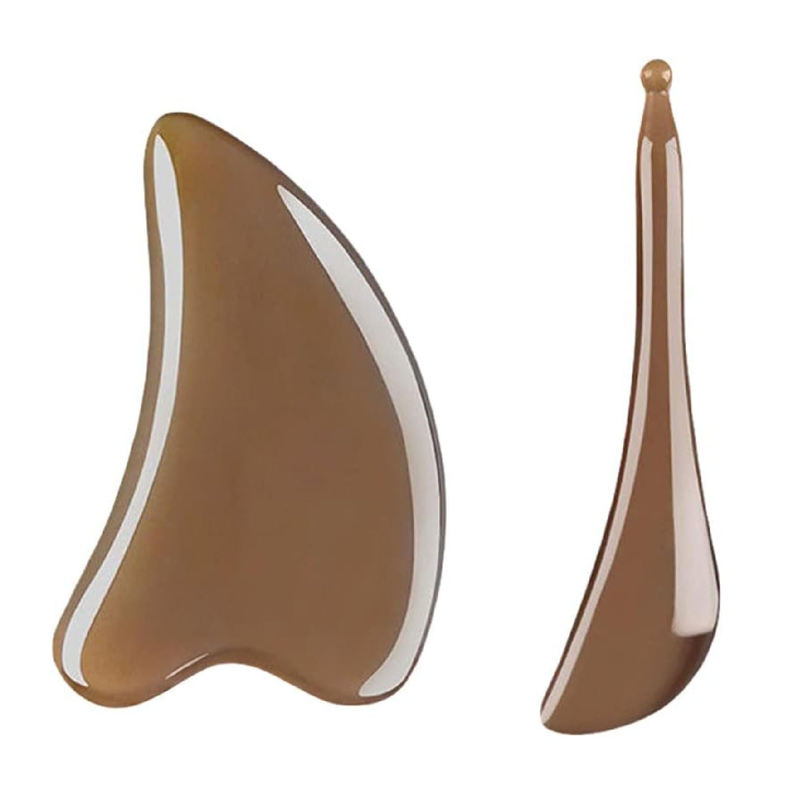 Massagesteine 2-teiliges GuaSha-Kratzmassagegerät aus Büffelhorn, Guasha-Brett, Gesichtsschabbrett für Gesicht, Augen, Hals, lindert feine Linien und Falten gua sha stein
